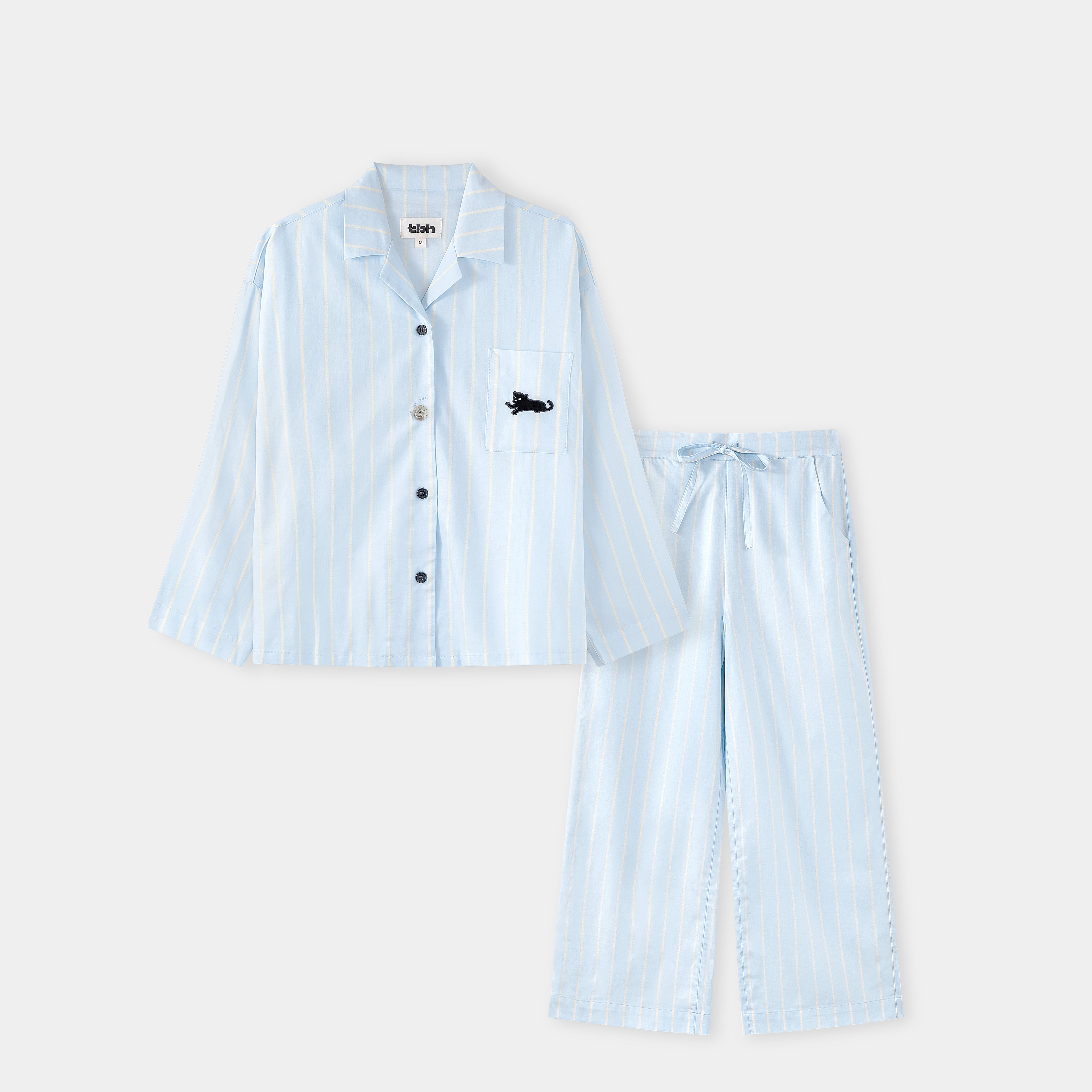 “Urban Jungle” Tencel Cotton Blend Loungewear Set Water Blue