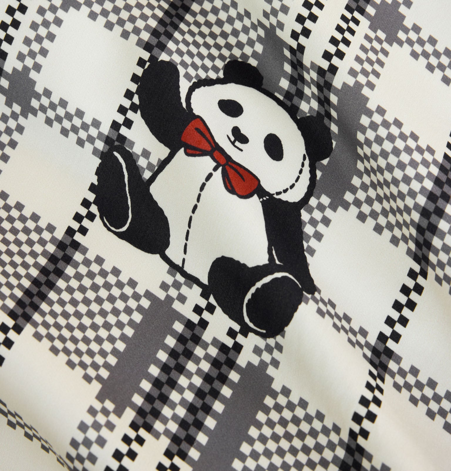 "Panda PomPom" Bamboo bedding set Black Grid