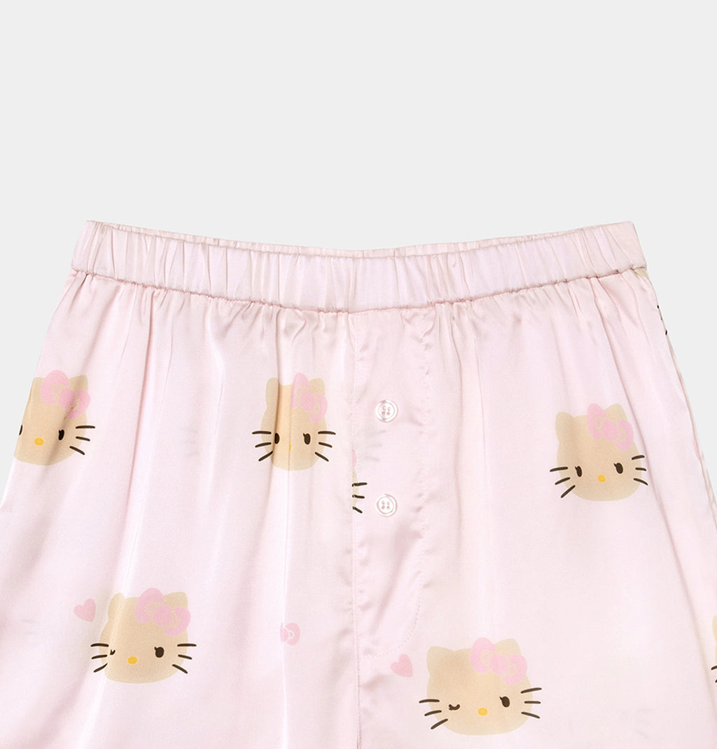 "Hello Kitty" Satin Short Sleeve Loungewear Set – Y2k Pink
