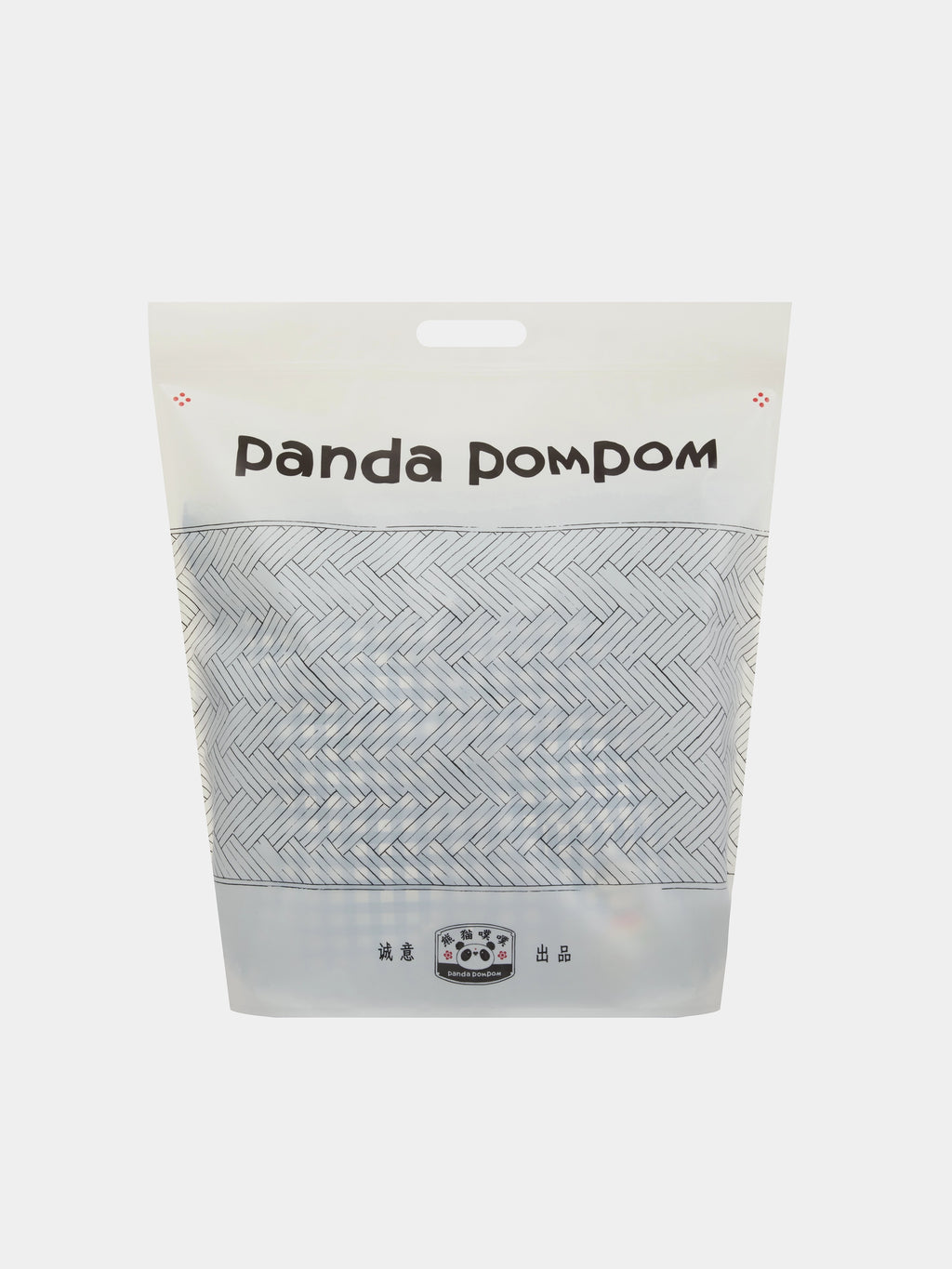 "panda pompom" Pankou Cushion – Blue Gingham