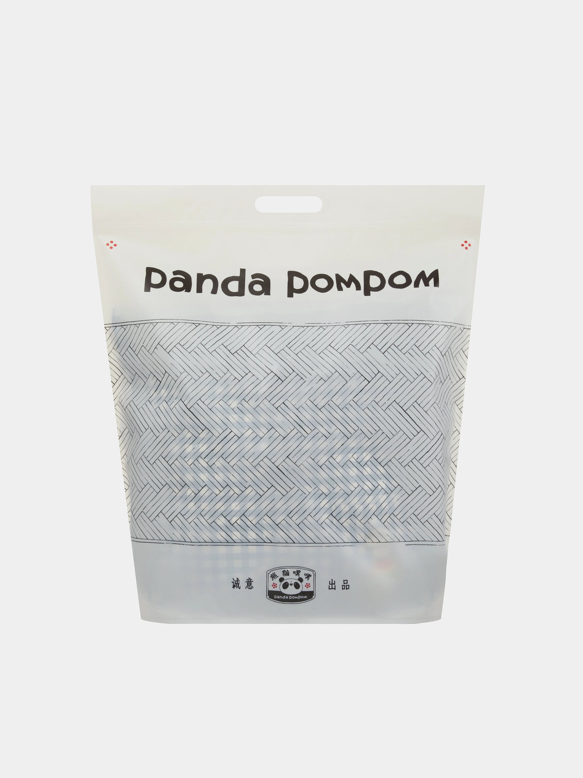 "panda pompom" Pankou Cushion – Blue Gingham