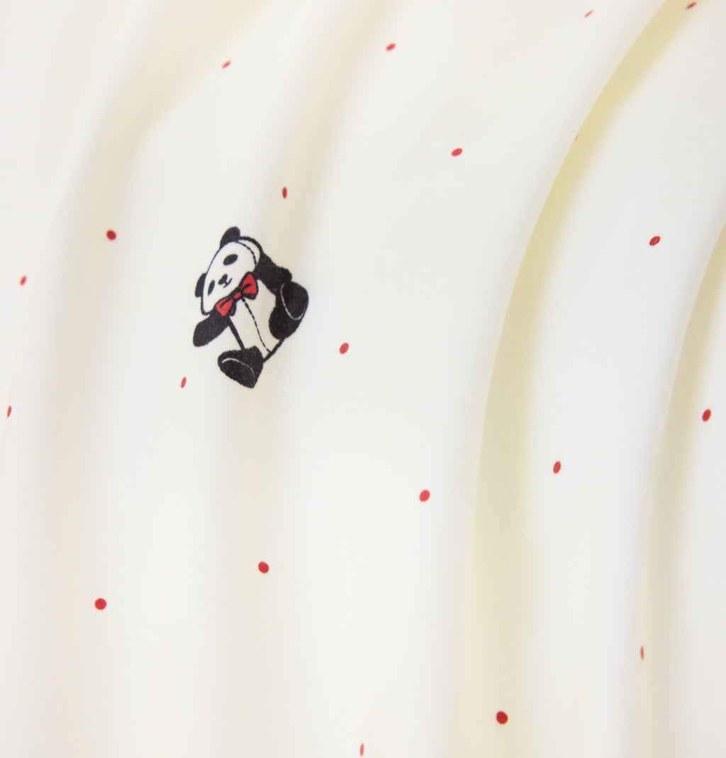 "Panda PomPom"  cotton sateen bedding set White