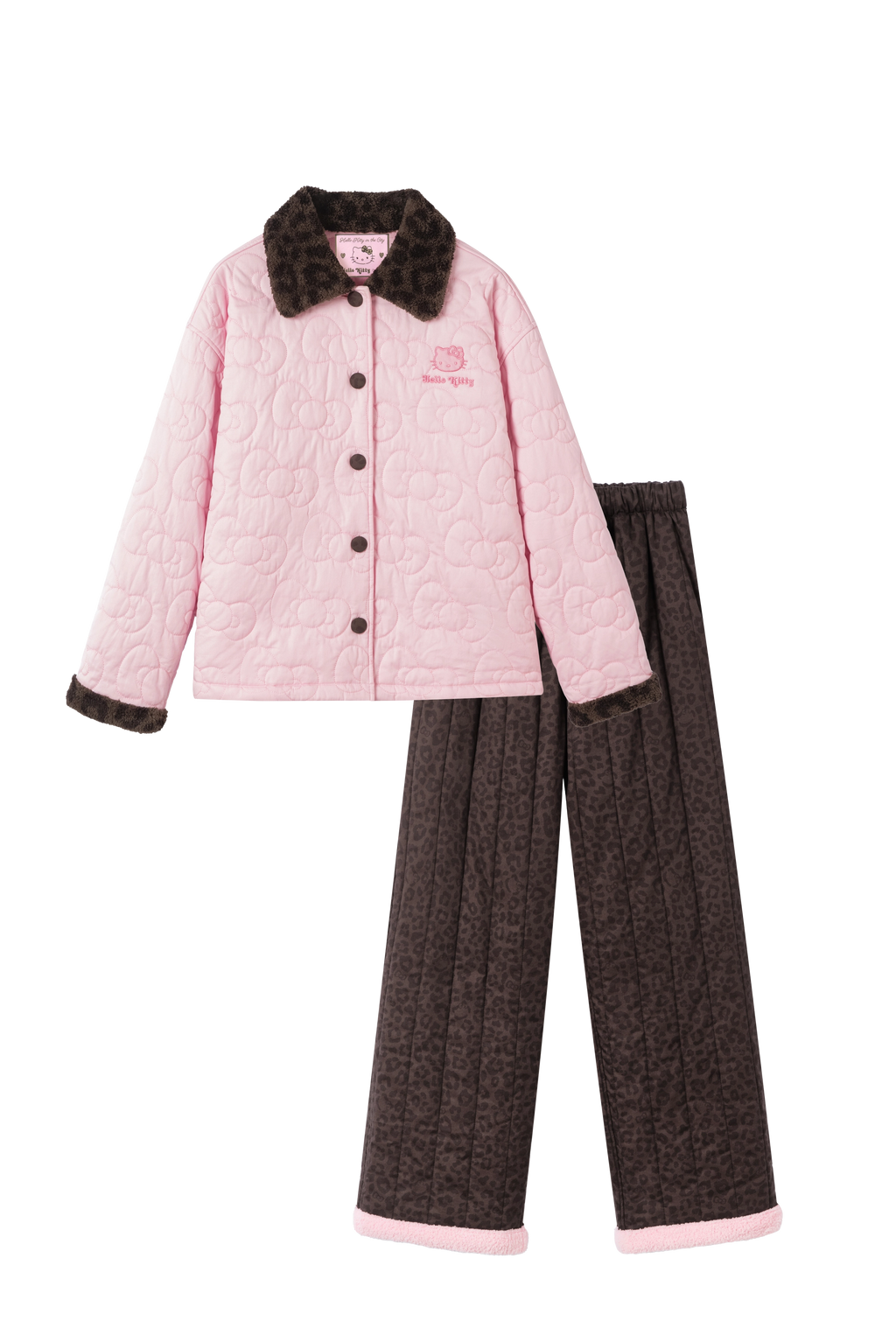 "Hello Kitty" Quilted Loungewear – Choco Pink