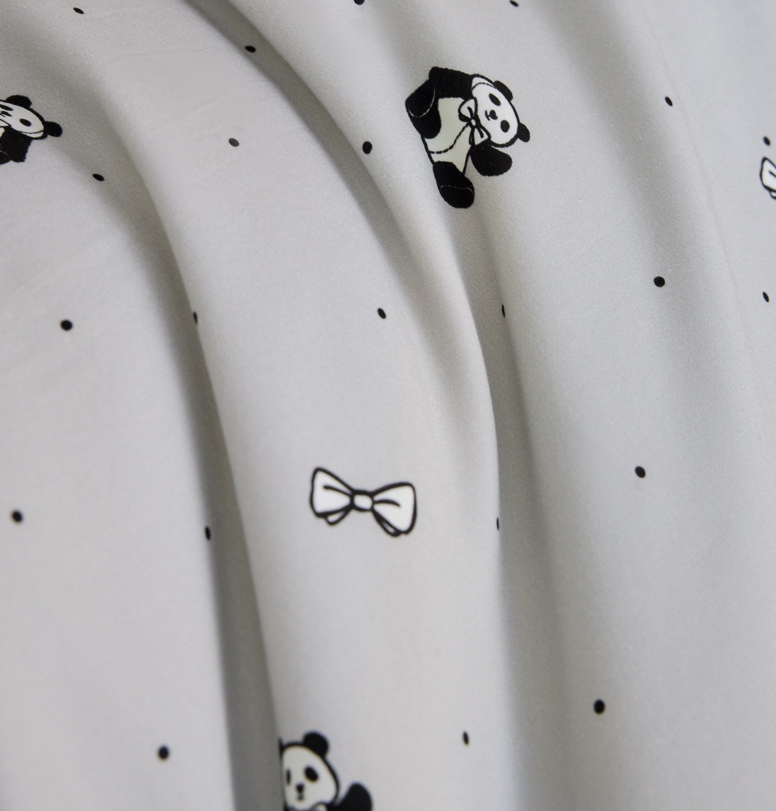 "Panda PomPom"  cotton sateen bedding set Gray