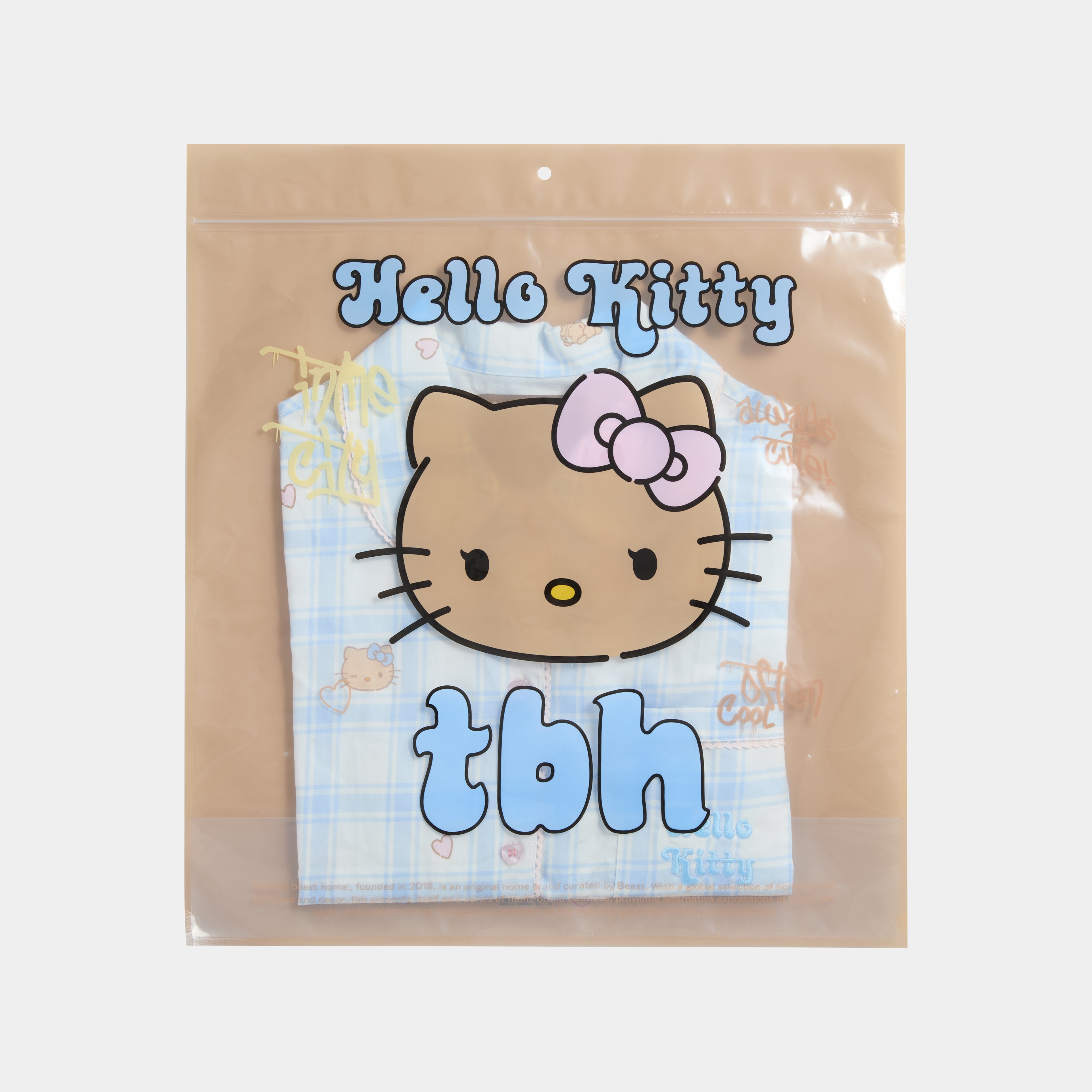 "Hello Kitty" Tencel Cotton Blend Short Sleeve Loungewear Set – Hello Kitty Check