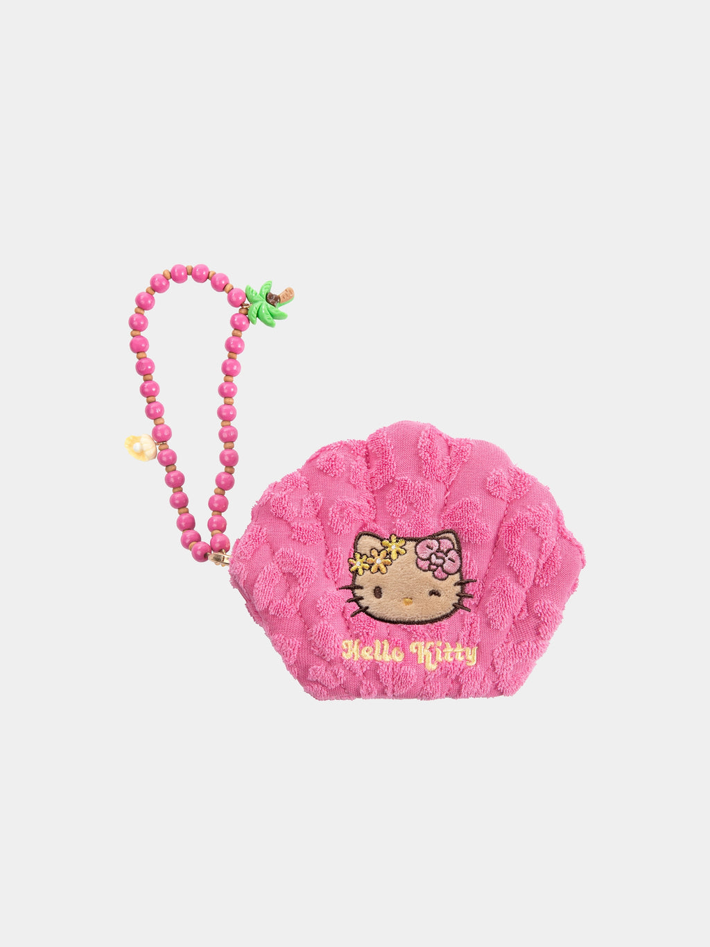 "Hello Kitty" Terry Shell-Shaped Cosmetic Bag – Hot Pink Leopard – Mini