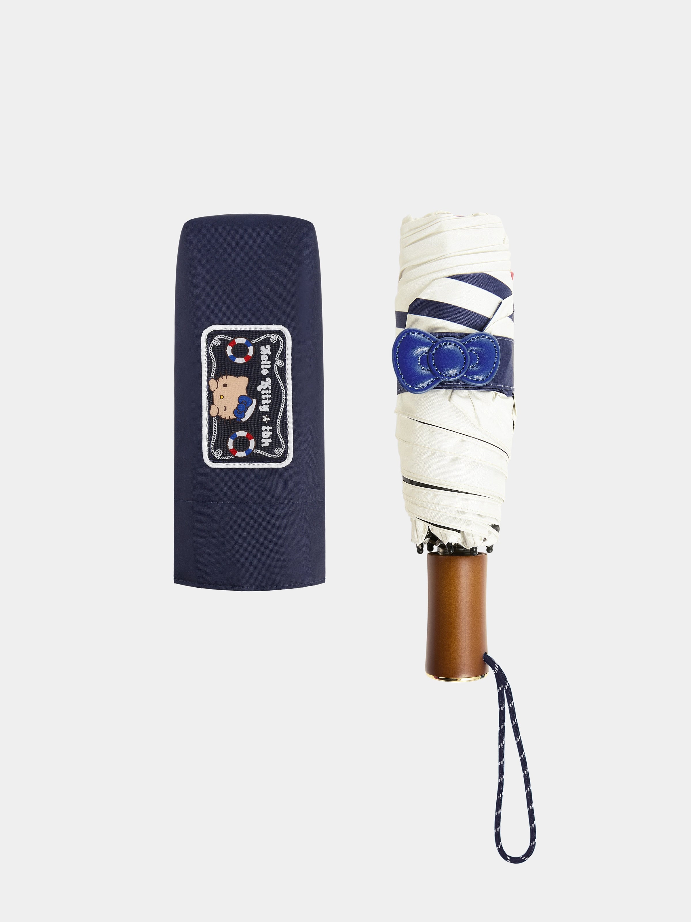 "Hello Kitty" UV Protection Umbrella (With Canvas Crossbody Pouch) – Breton Stripe