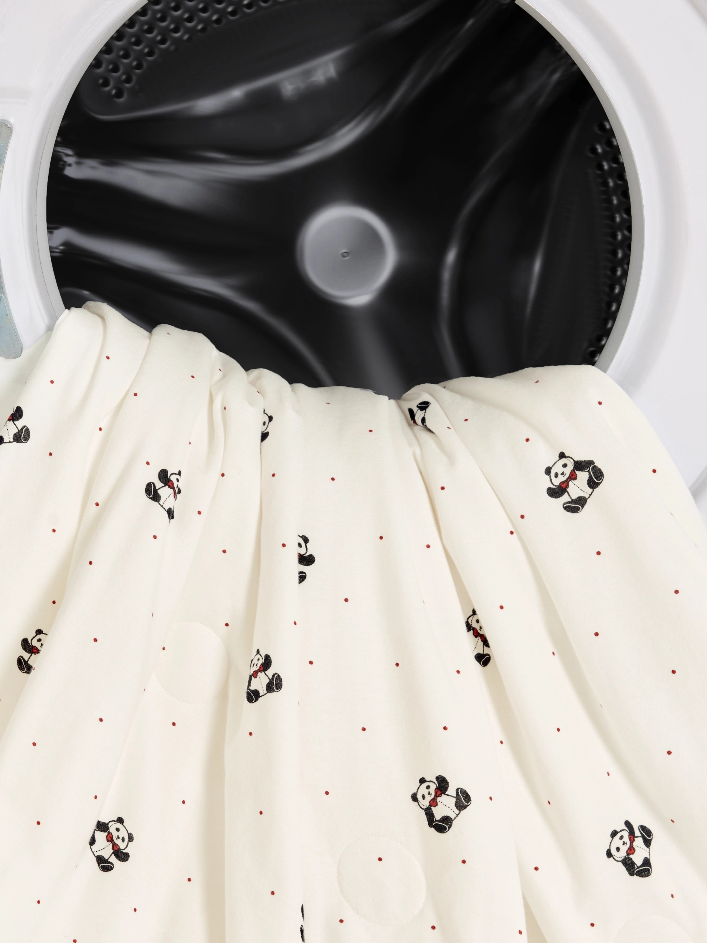 "Panda PomPom" Knitted Summer Quilt White