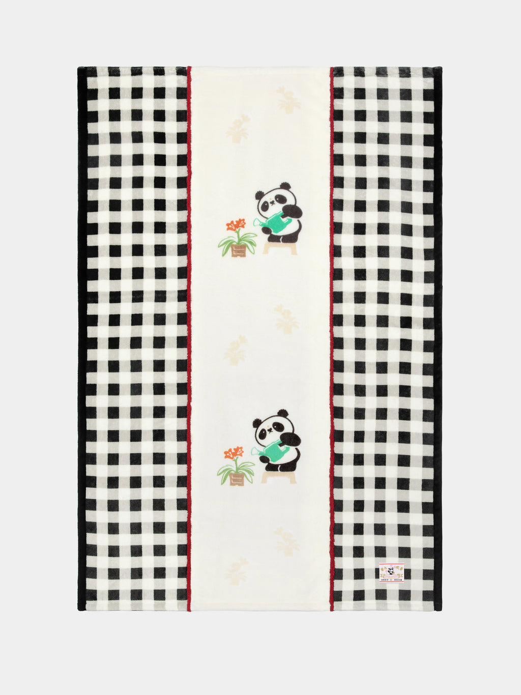 "panda pompom" 二合一法蘭絨毛毯／抱枕－復古糖果