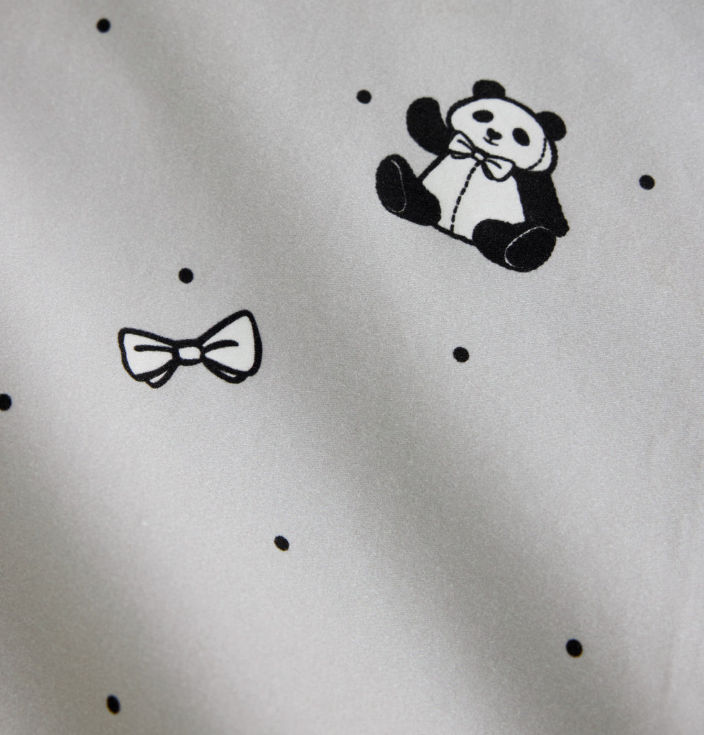 "Panda PomPom"  cotton sateen bedding set Gray