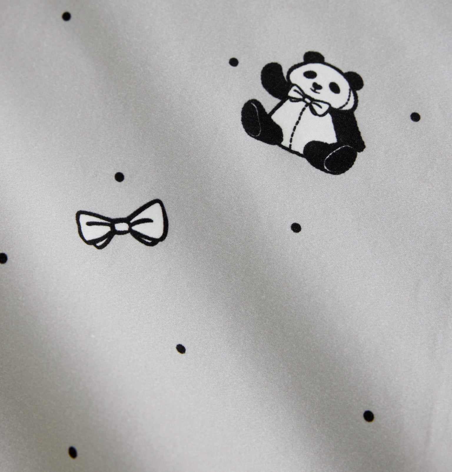 "Panda PomPom"  cotton sateen bedding set Gray
