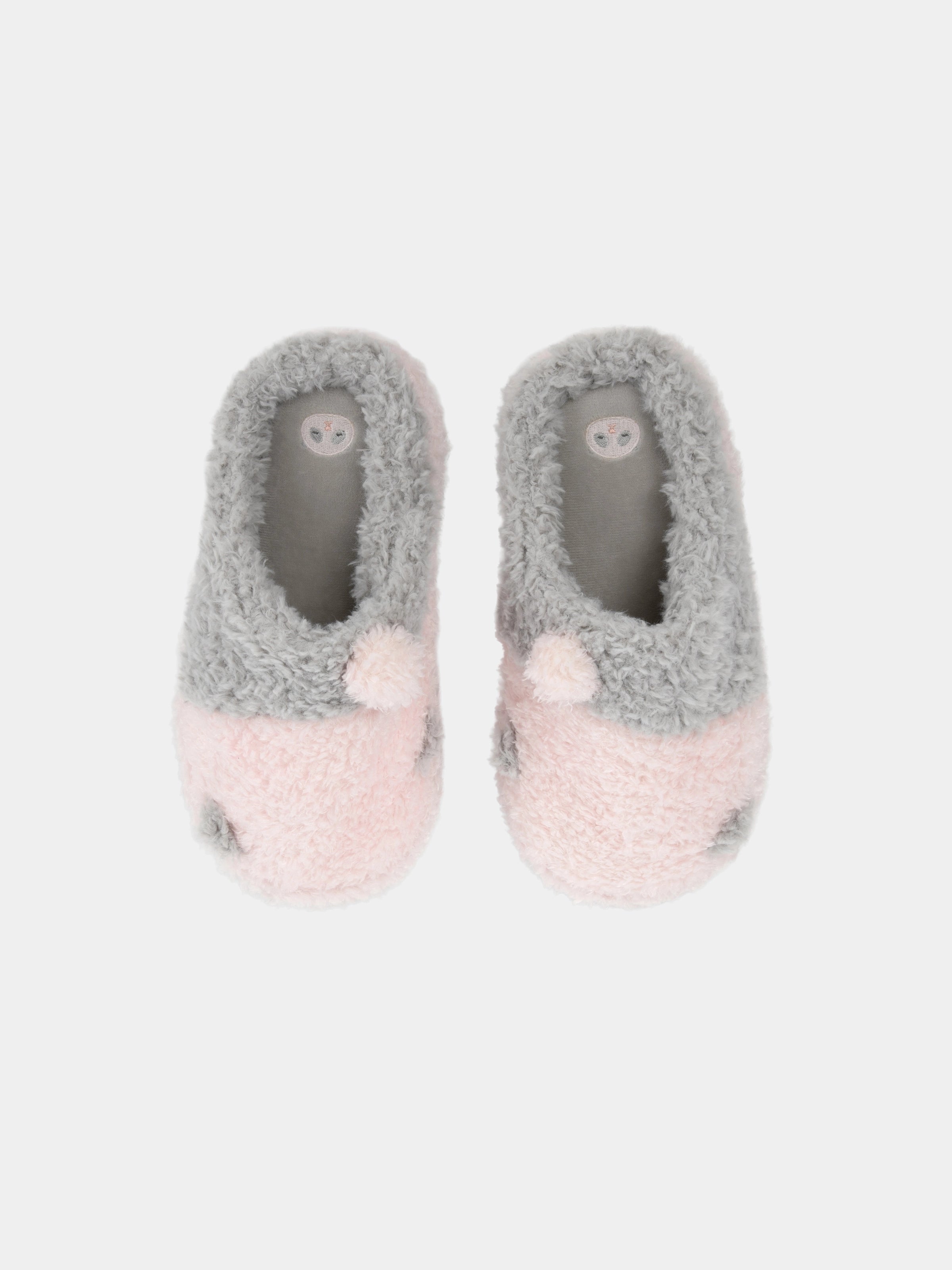 "Panda PomPom" Fluffy Slippers – Pink