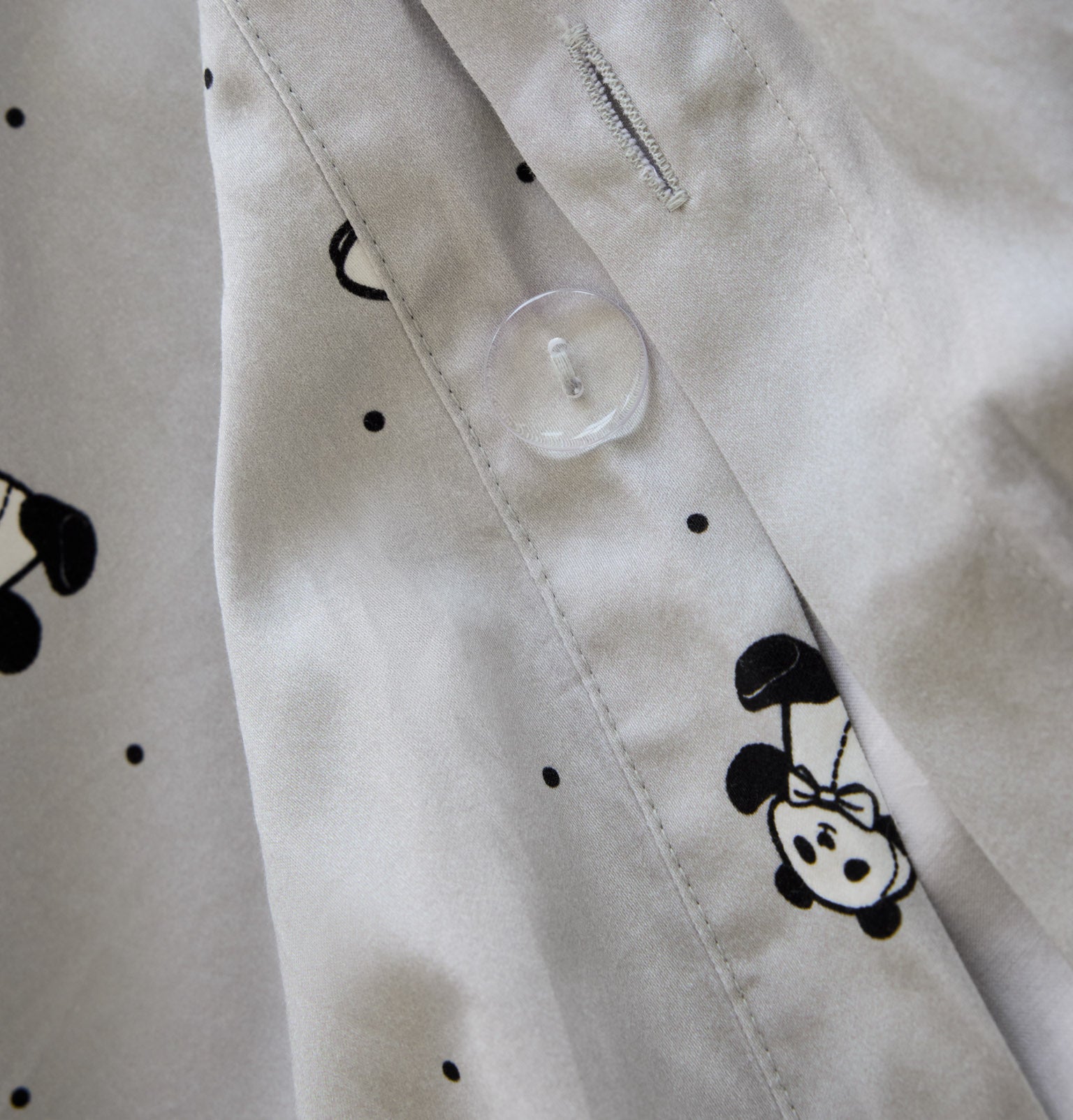 "Panda PomPom"  cotton sateen bedding set Gray