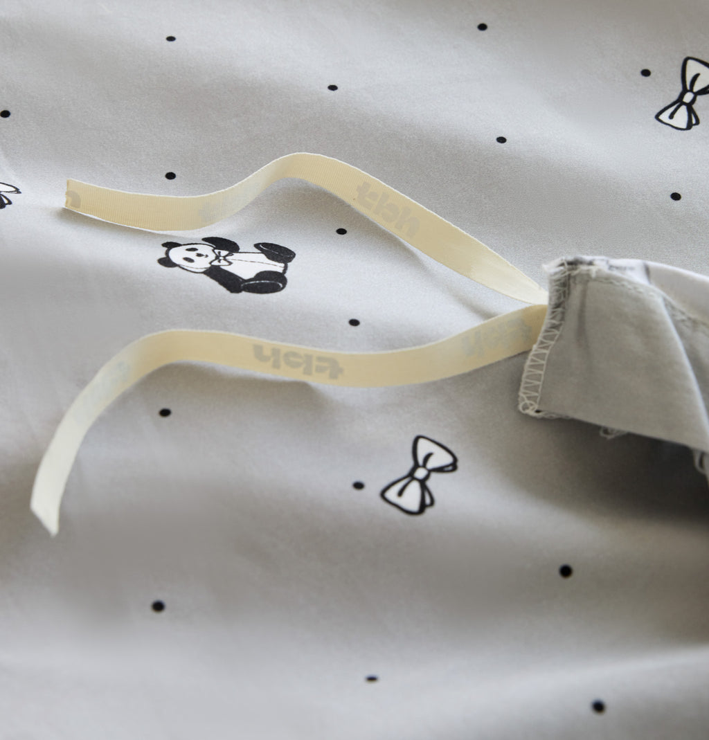 "Panda PomPom"  cotton sateen bedding set Gray