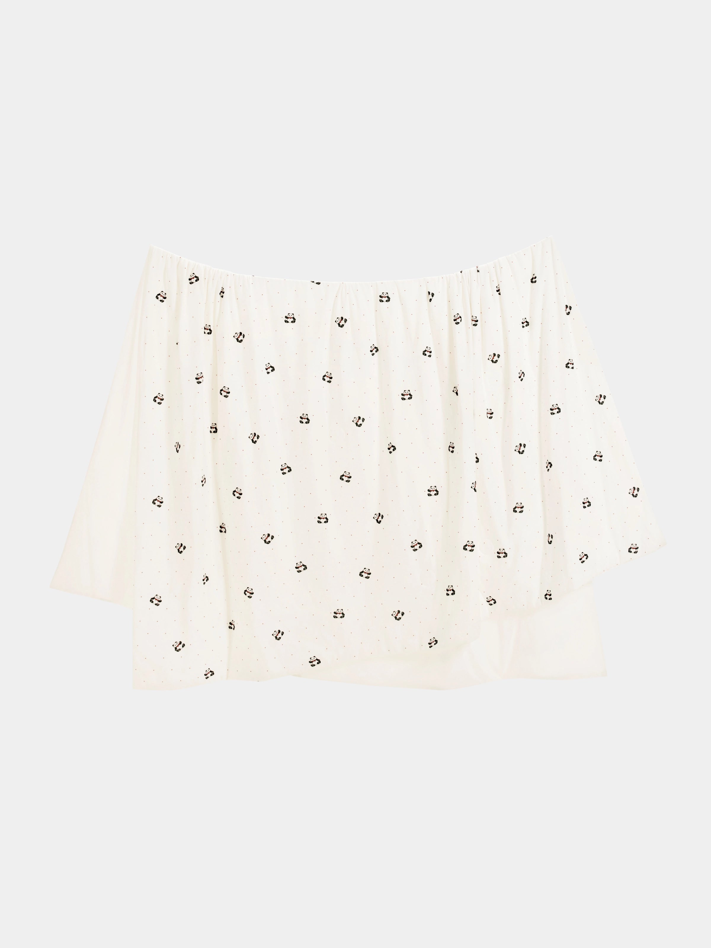 "Panda PomPom" Knitted Summer Quilt White