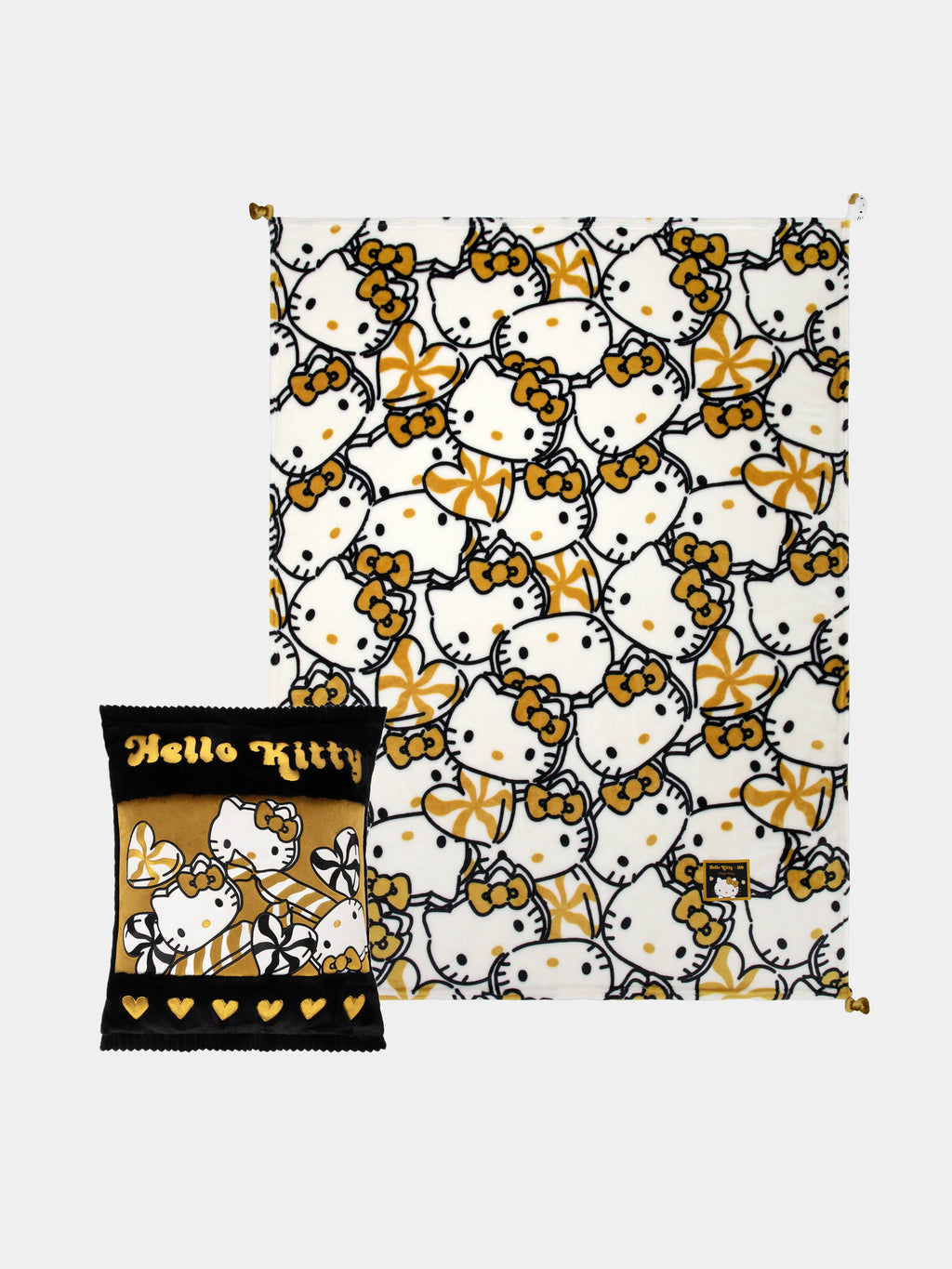 "Hello Kitty" Cushion & Flannel Blanket Set – Candy Pattern