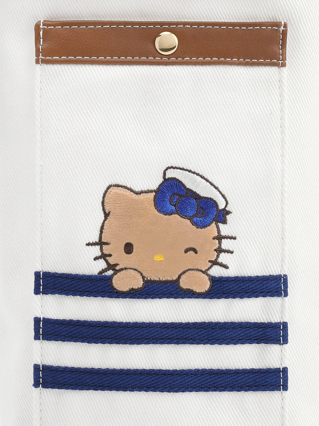 “Hello Kitty” 자외선 차단 우산(캔버스 크로스바디 파우치 포함) – 브르타뉴 스트라이프