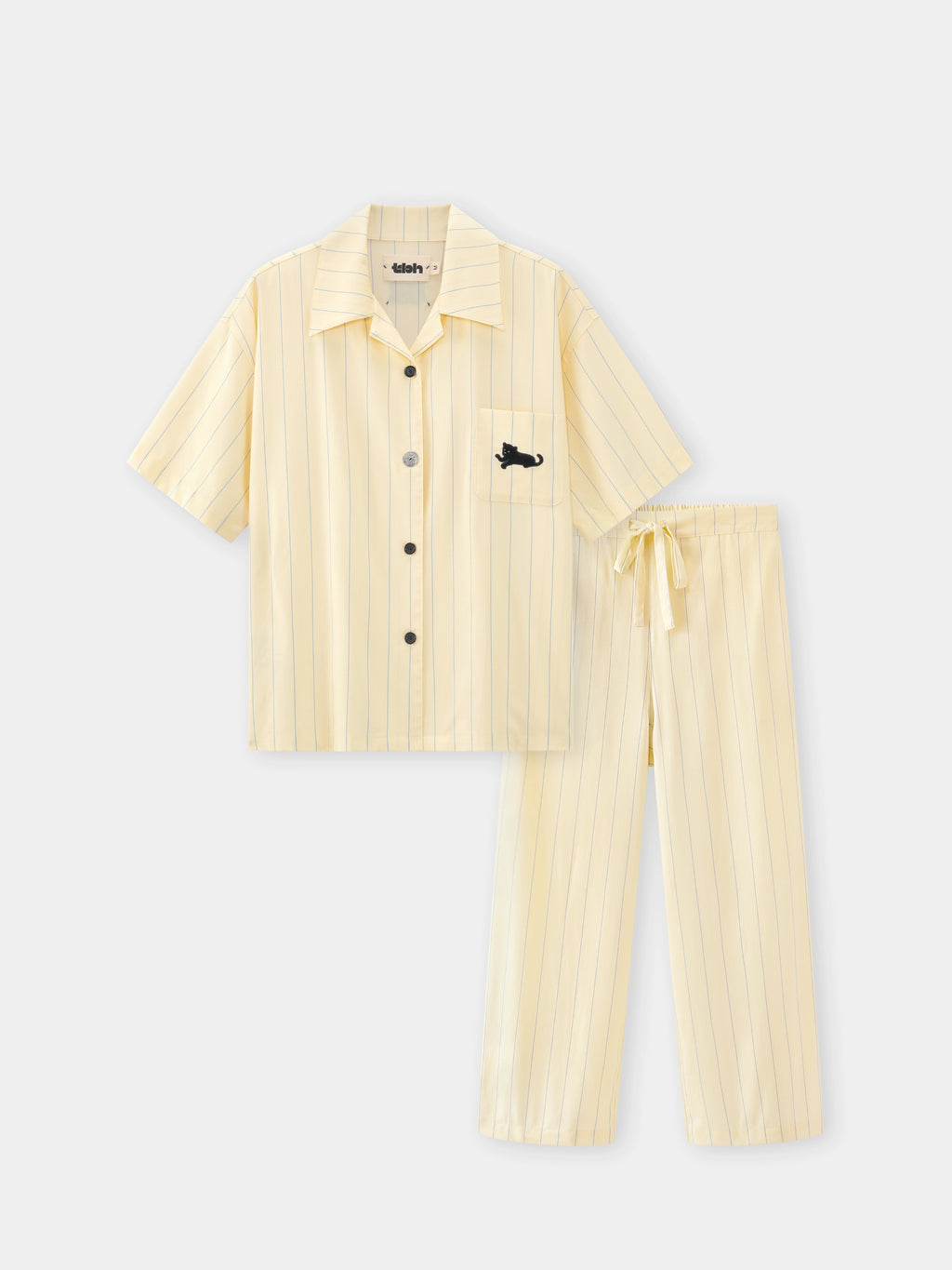 “Urban Jungle” Tencel Cotton Blend Short Sleeve And Pants Loungewear Set Dandelion Yellow