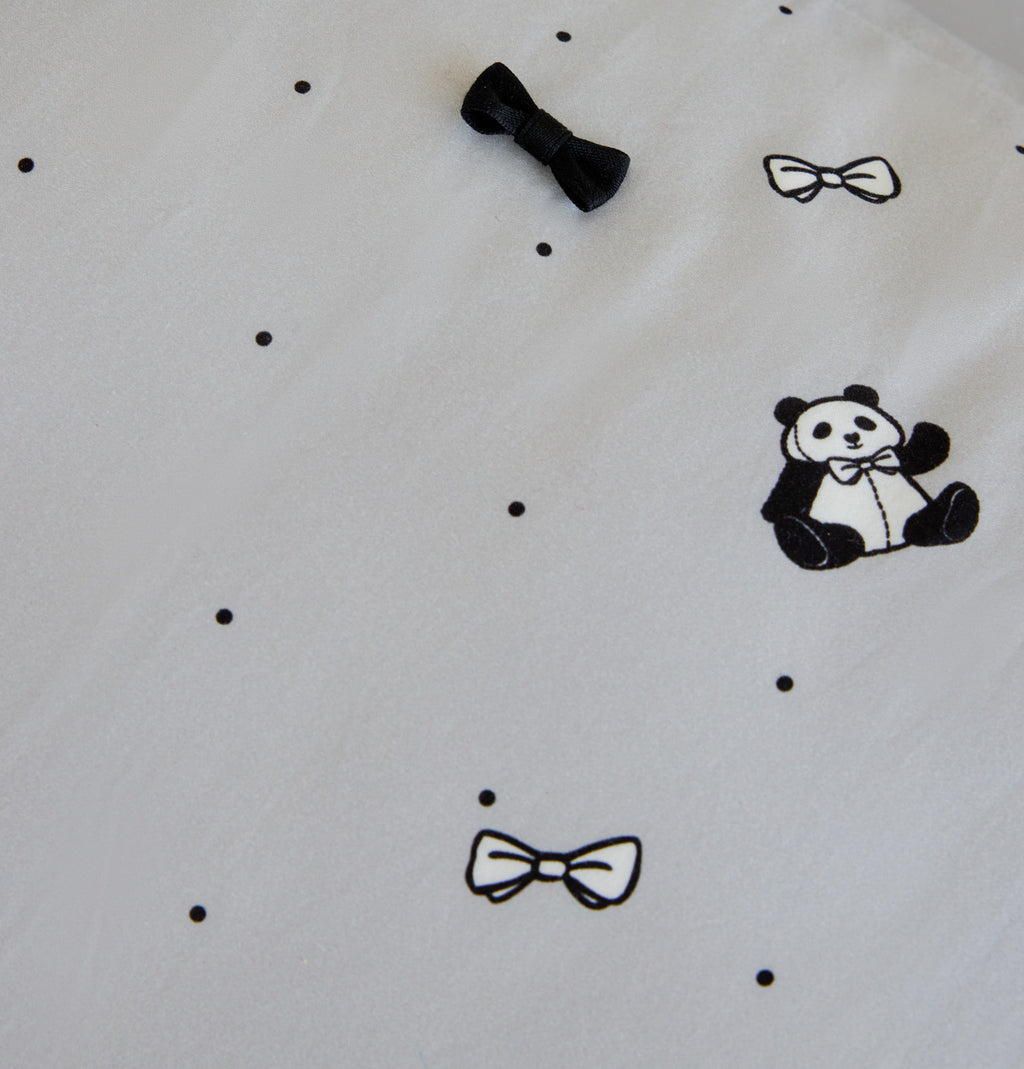 "Panda PomPom"  cotton sateen bedding set Gray