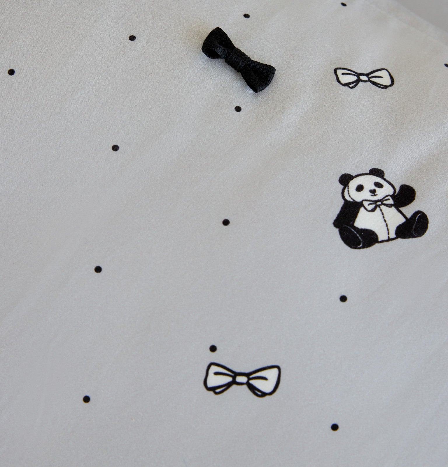"Panda PomPom"  cotton sateen bedding set Gray
