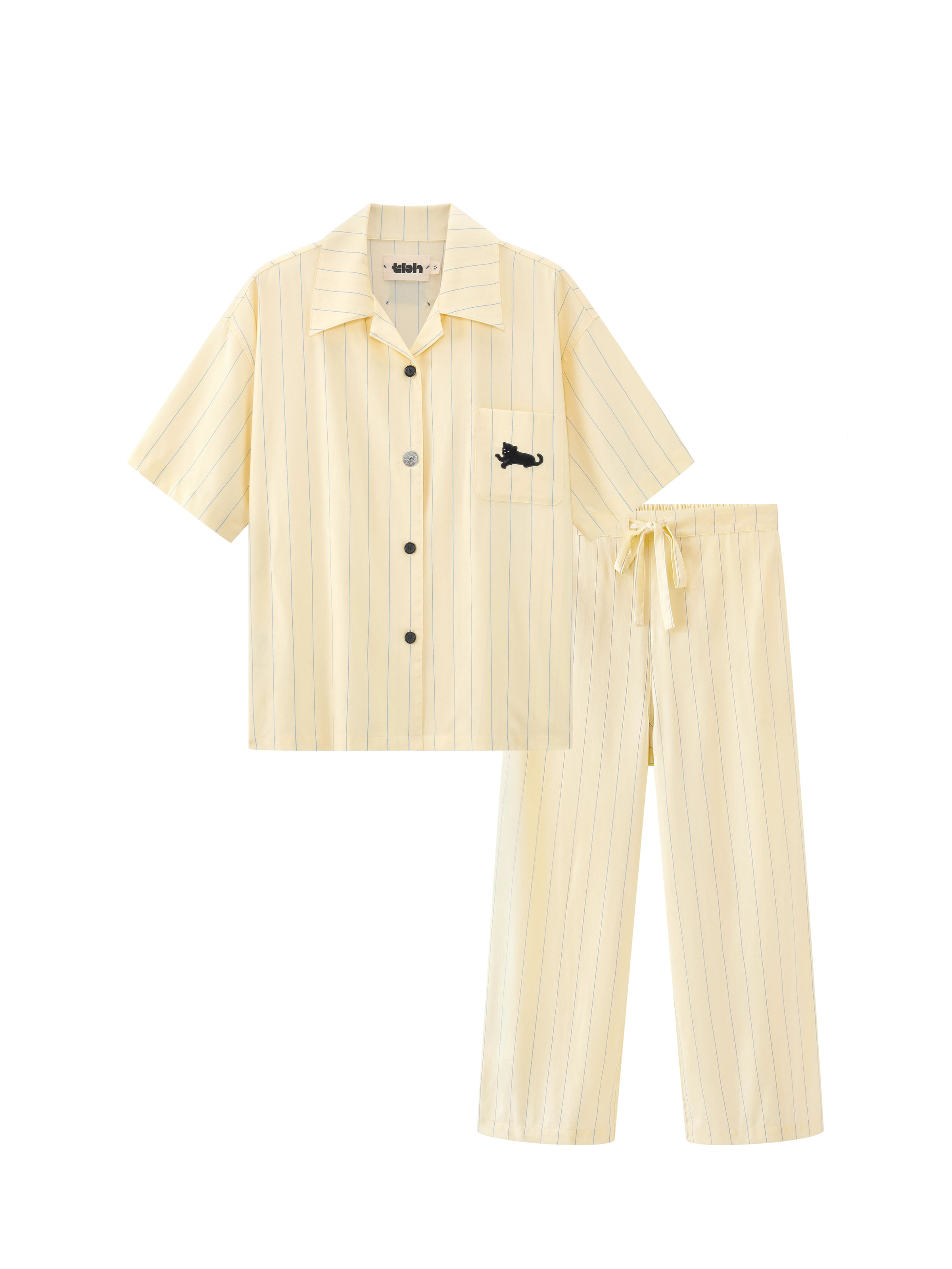 “Urban Jungle” Tencel Cotton Blend Short Sleeve And Pants Loungewear Set Dandelion Yellow