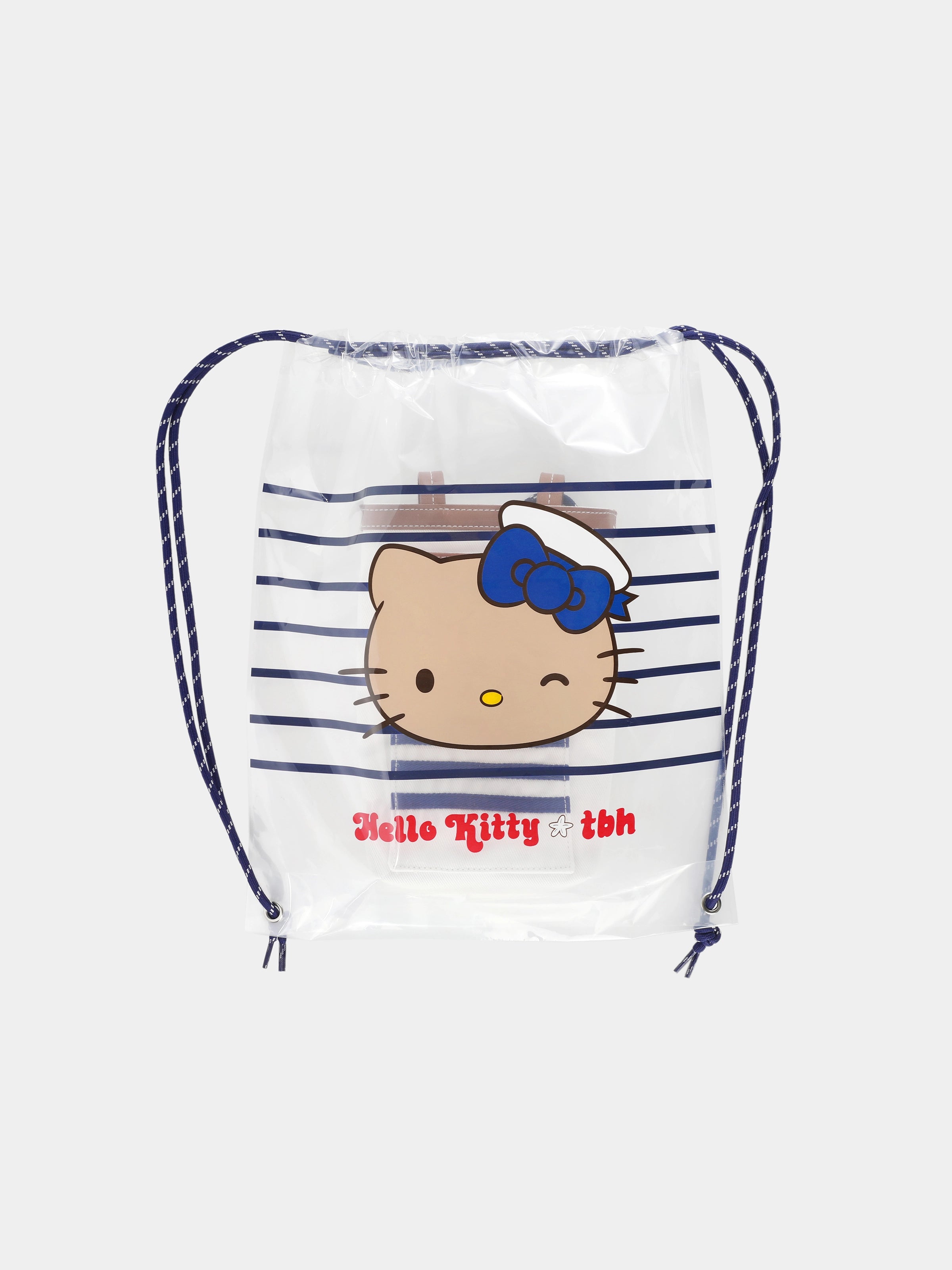 “Hello Kitty” 자외선 차단 우산(캔버스 크로스바디 파우치 포함) – 브르타뉴 스트라이프