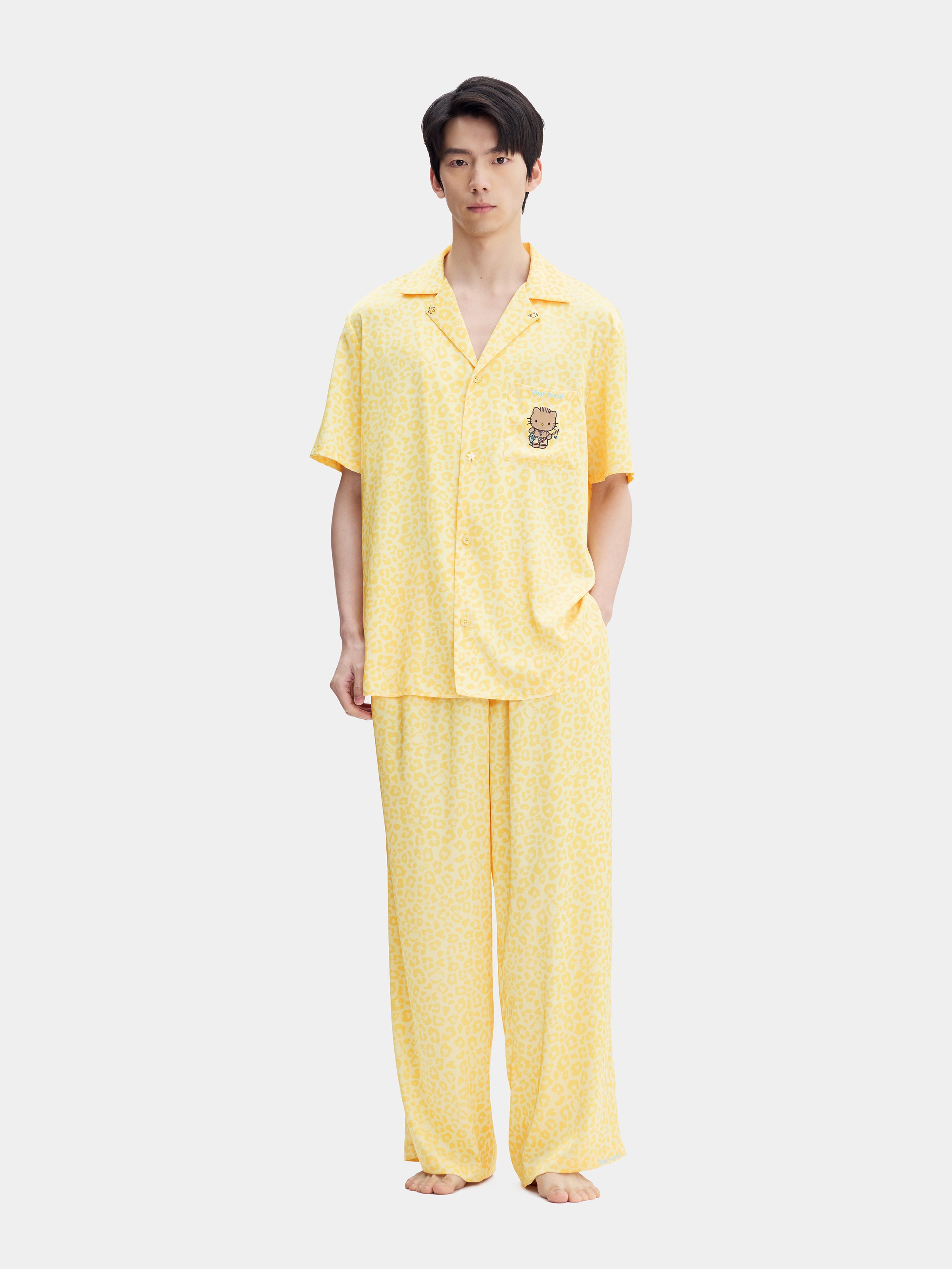 "Dear Daniel" Satin Loungewear Set Short Sleeve – Sunbeam Leopard