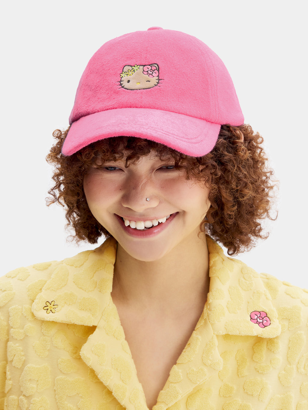 "Hello Kitty" Terry Baseball Cap – Hot Pink