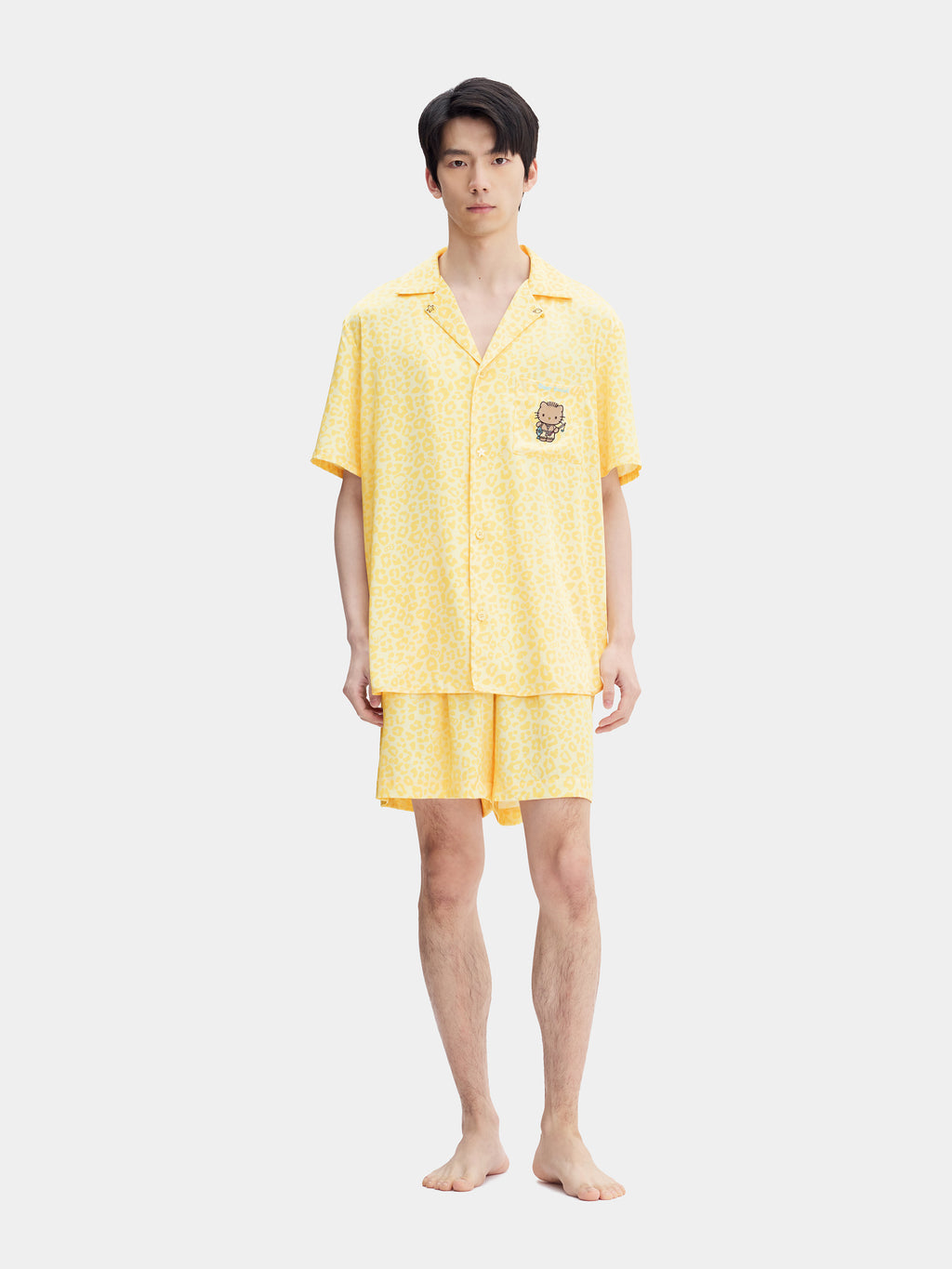 "Dear Daniel" Satin Loungewear Set Short Sleeve & Shorts – Sunbeam Leopard