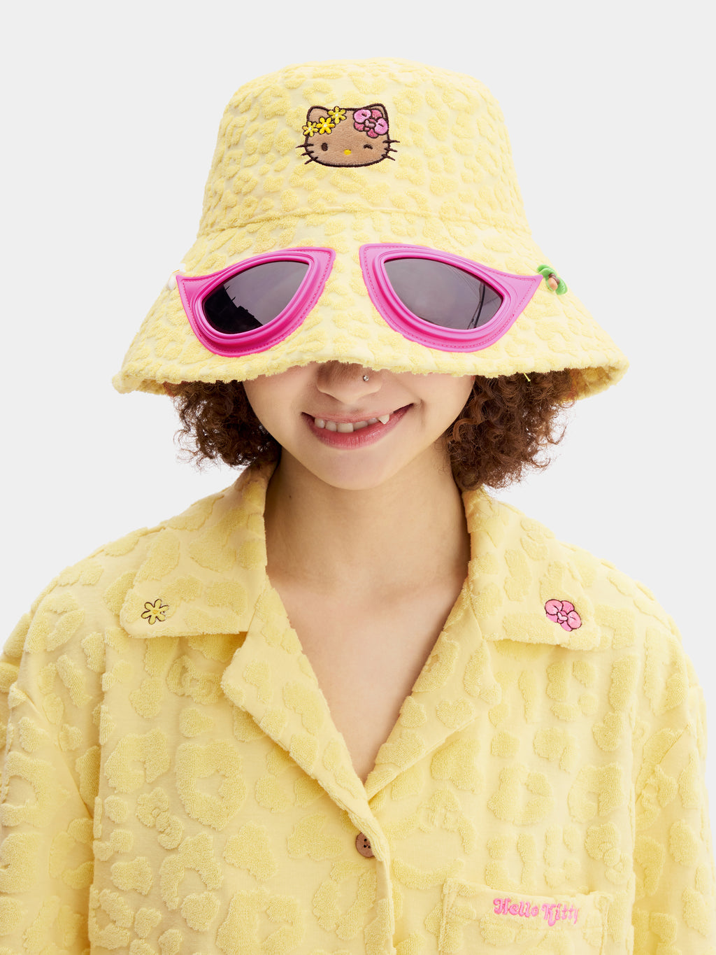 "Hello Kitty" Terry Bucket Hat with Sunglasses – Sunbeam Leopard