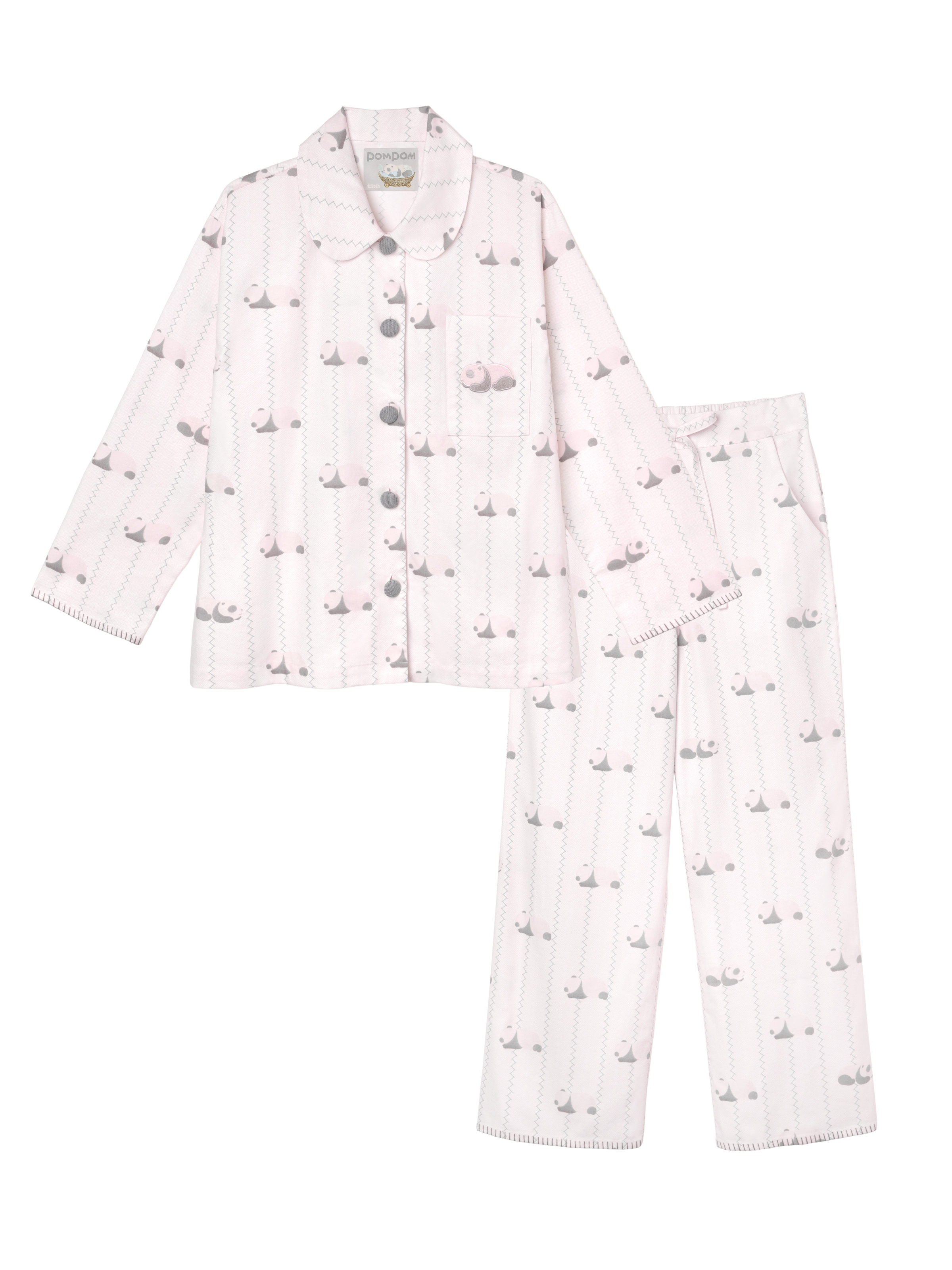 "Panda PomPom" Thickened Cotton Flannel Loungewear Set Pink