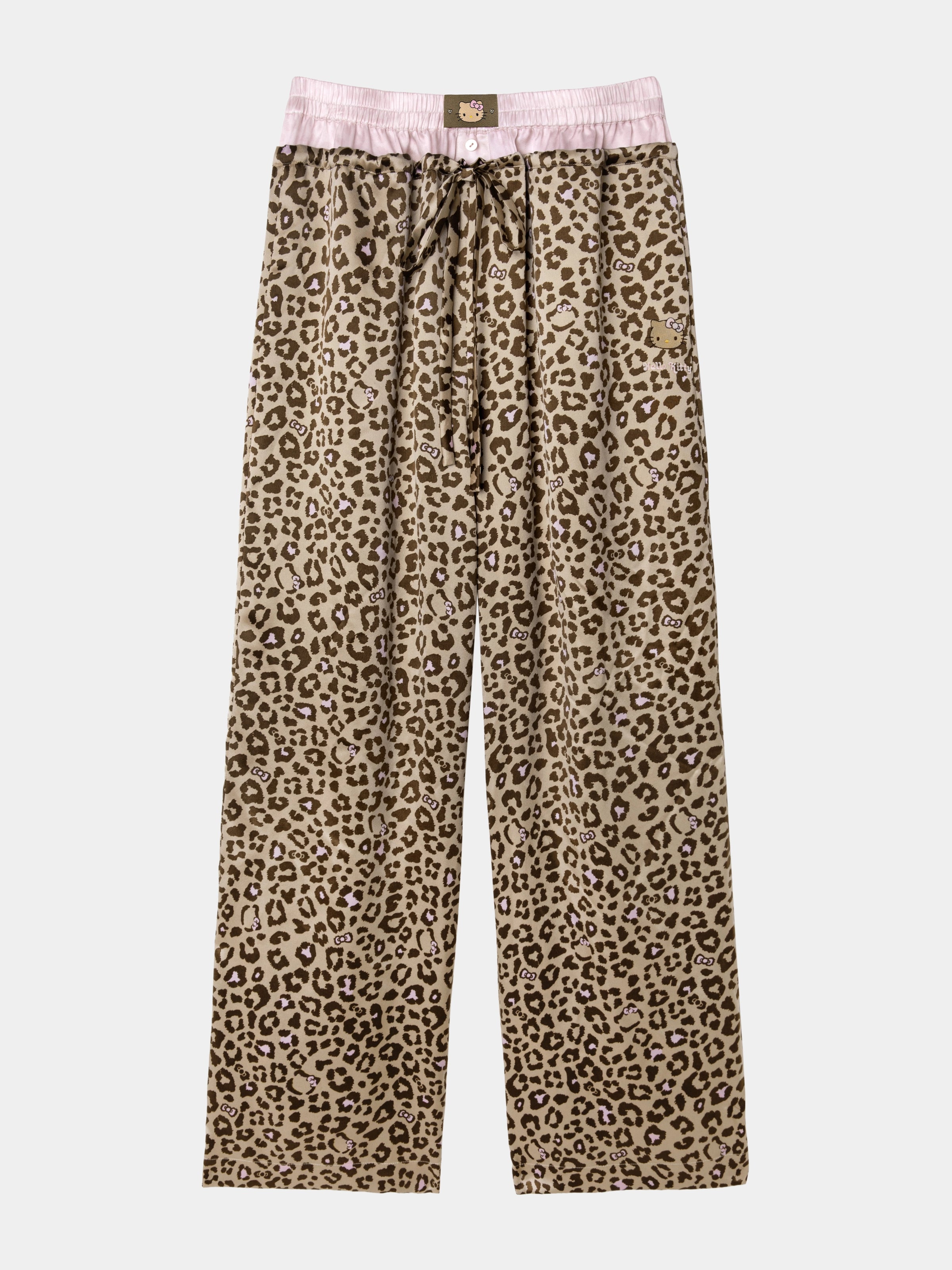 "Hello Kitty" Premium Heavy Mulberry Silk  Pants – Leopard