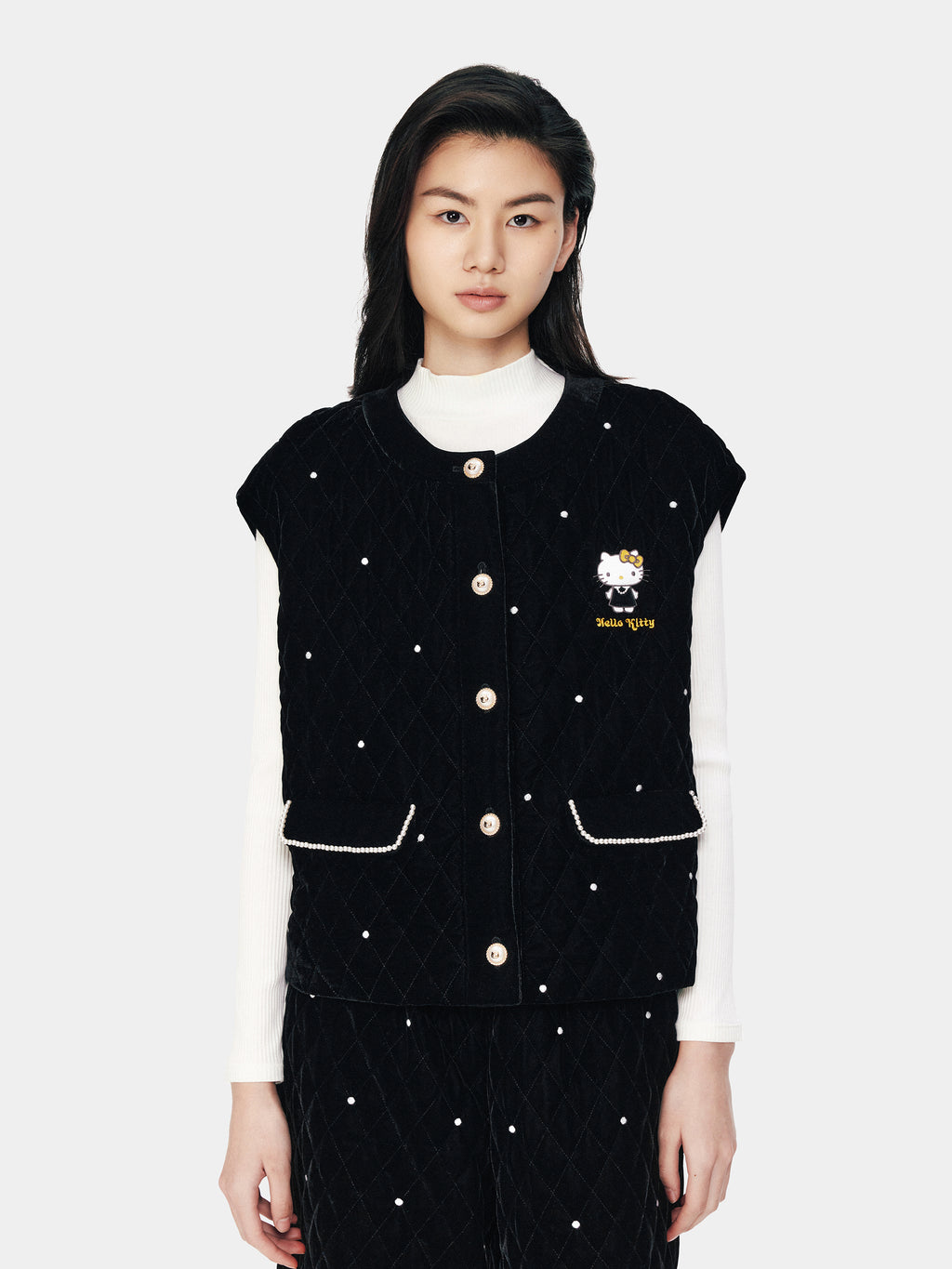 "Hello Kitty" Velvet Quilted Loungewear Vest – Argyle