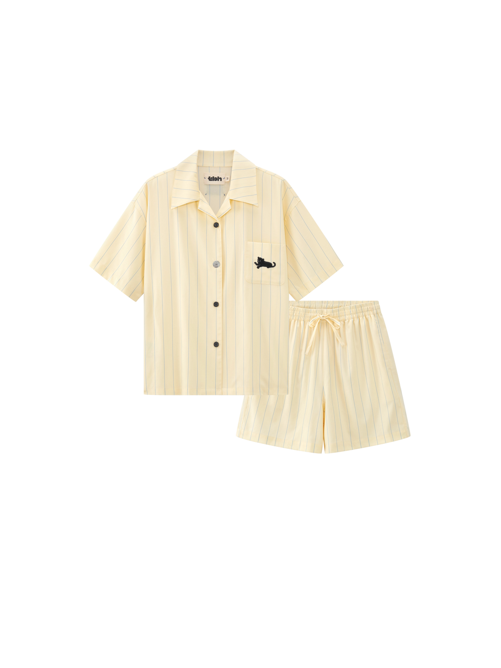“Urban Jungle” Tencel Cotton Blend Short Sleeve Loungewear Set Dandelion Yellow