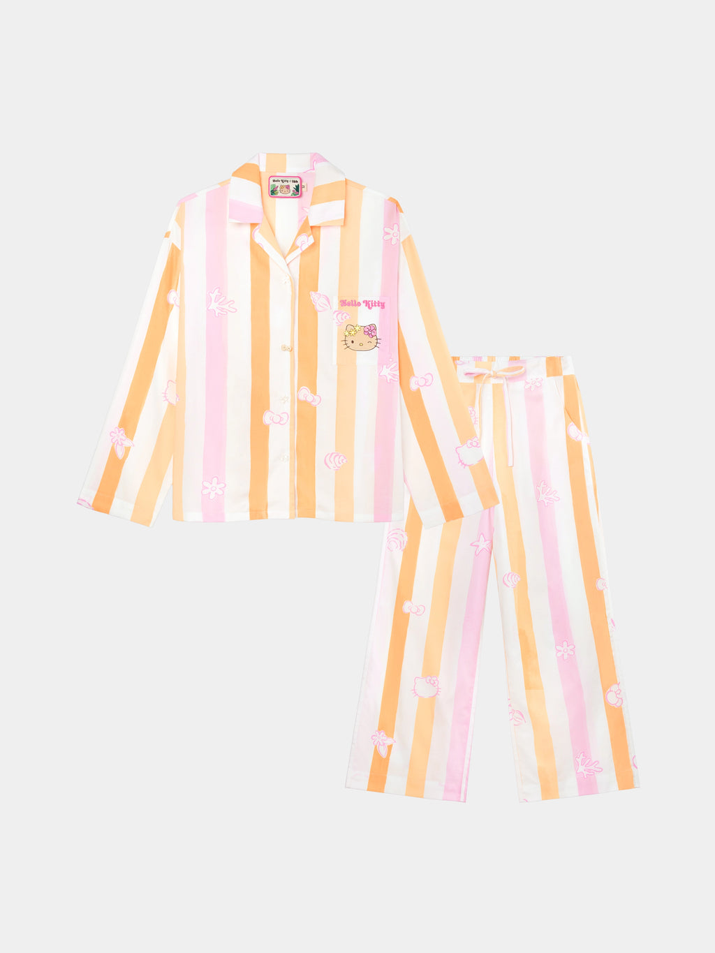 "Hello Kitty" Tencel Cotton Blend Loungewear Set Long Sleeve – Coral Pink