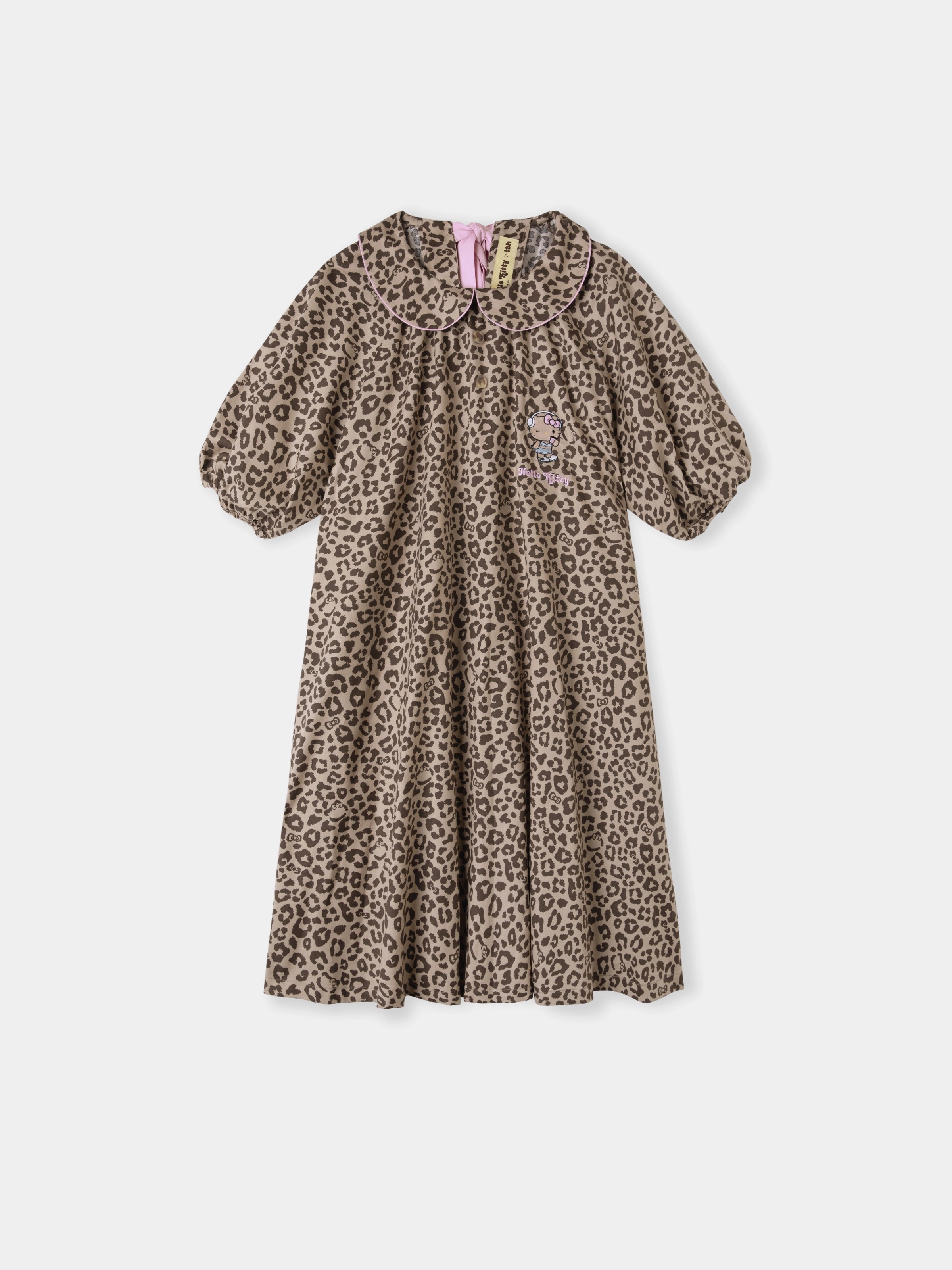 "Hello Kitty" Tencel Cotton Blend Short Sleeve Skirt – Leopard