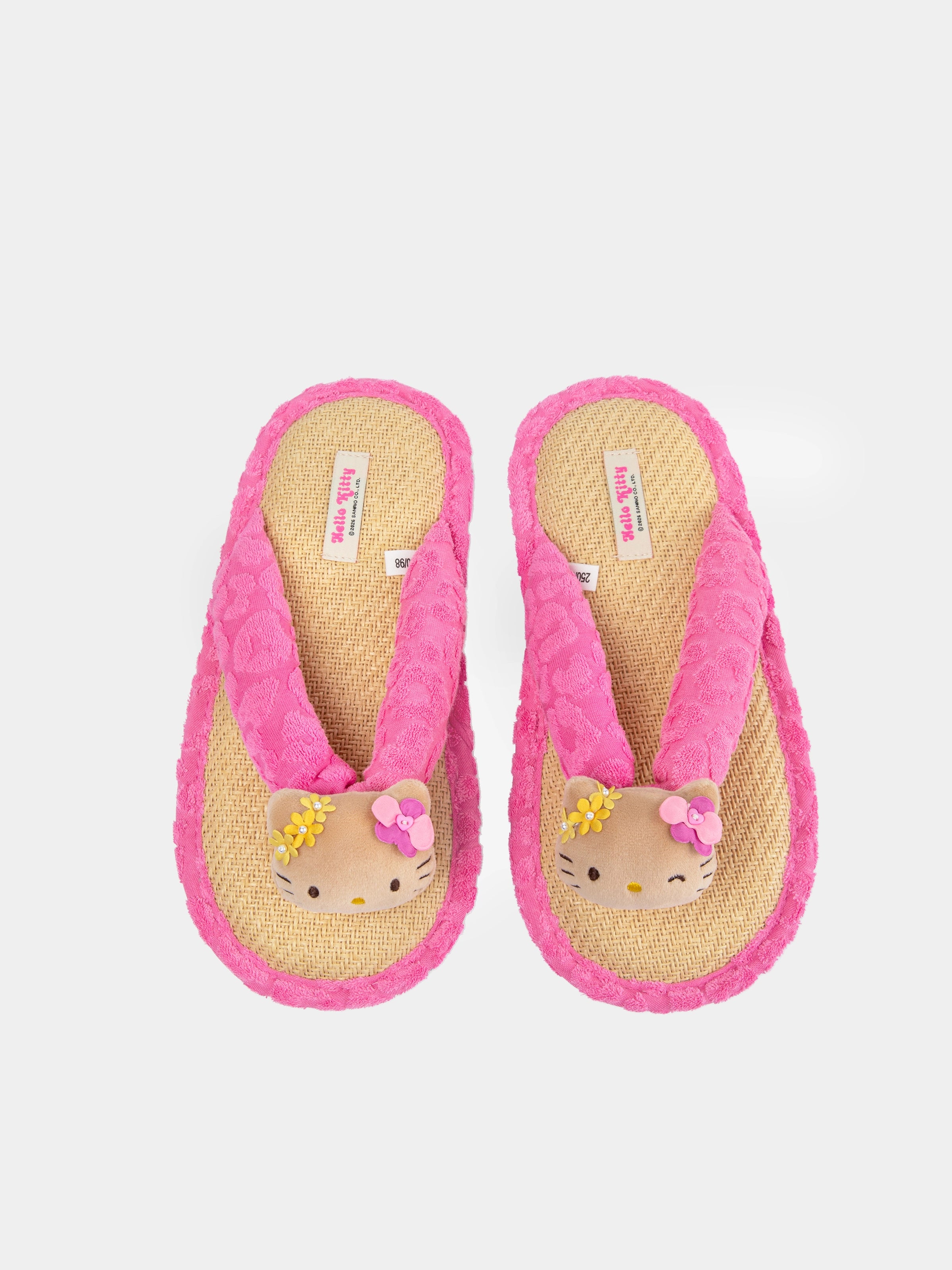 "Hello Kitty" Terry Flip-Flops – Hot Pink Leopard