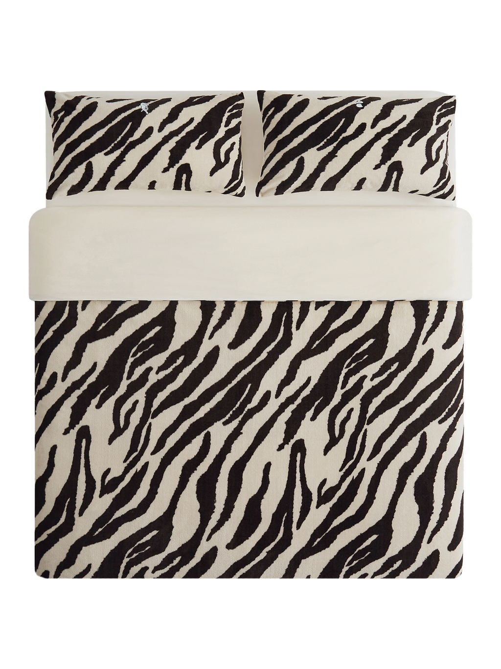 "Panda PomPom"  curly flannel bedding set Zebra Patterned