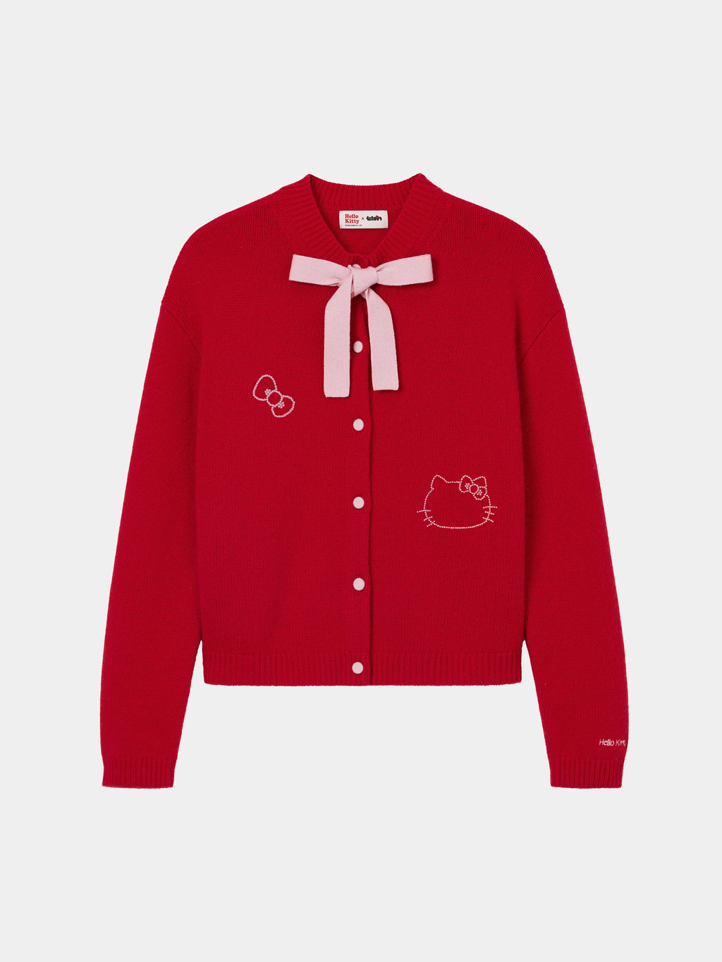 "Hello Kitty" Wool Cashmere Blend Cardigan – Red