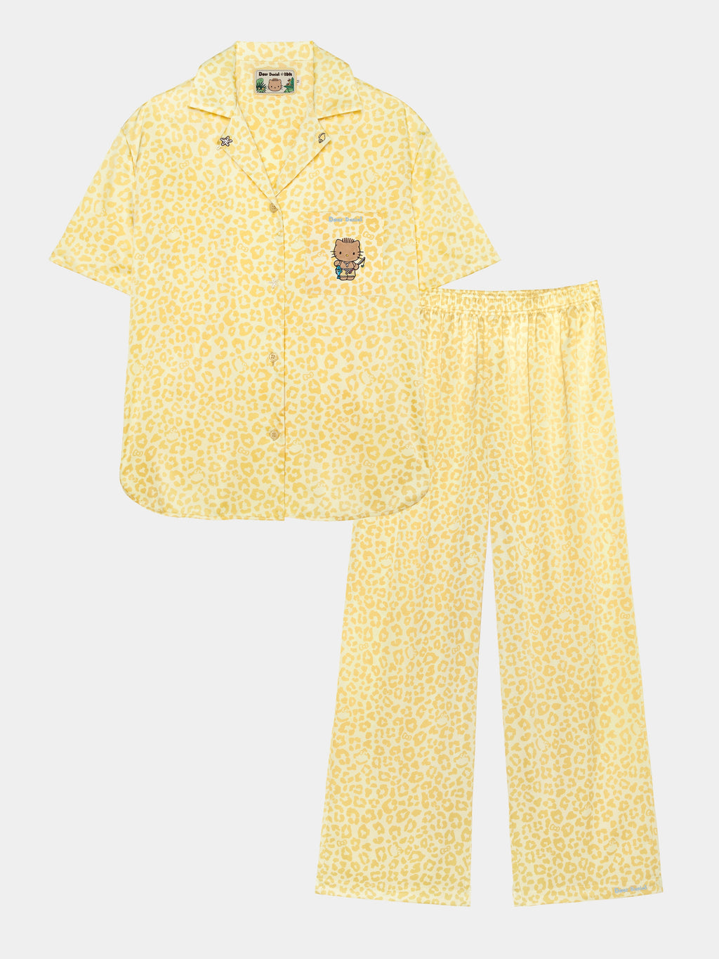 "Dear Daniel" Satin Loungewear Set Short Sleeve – Sunbeam Leopard