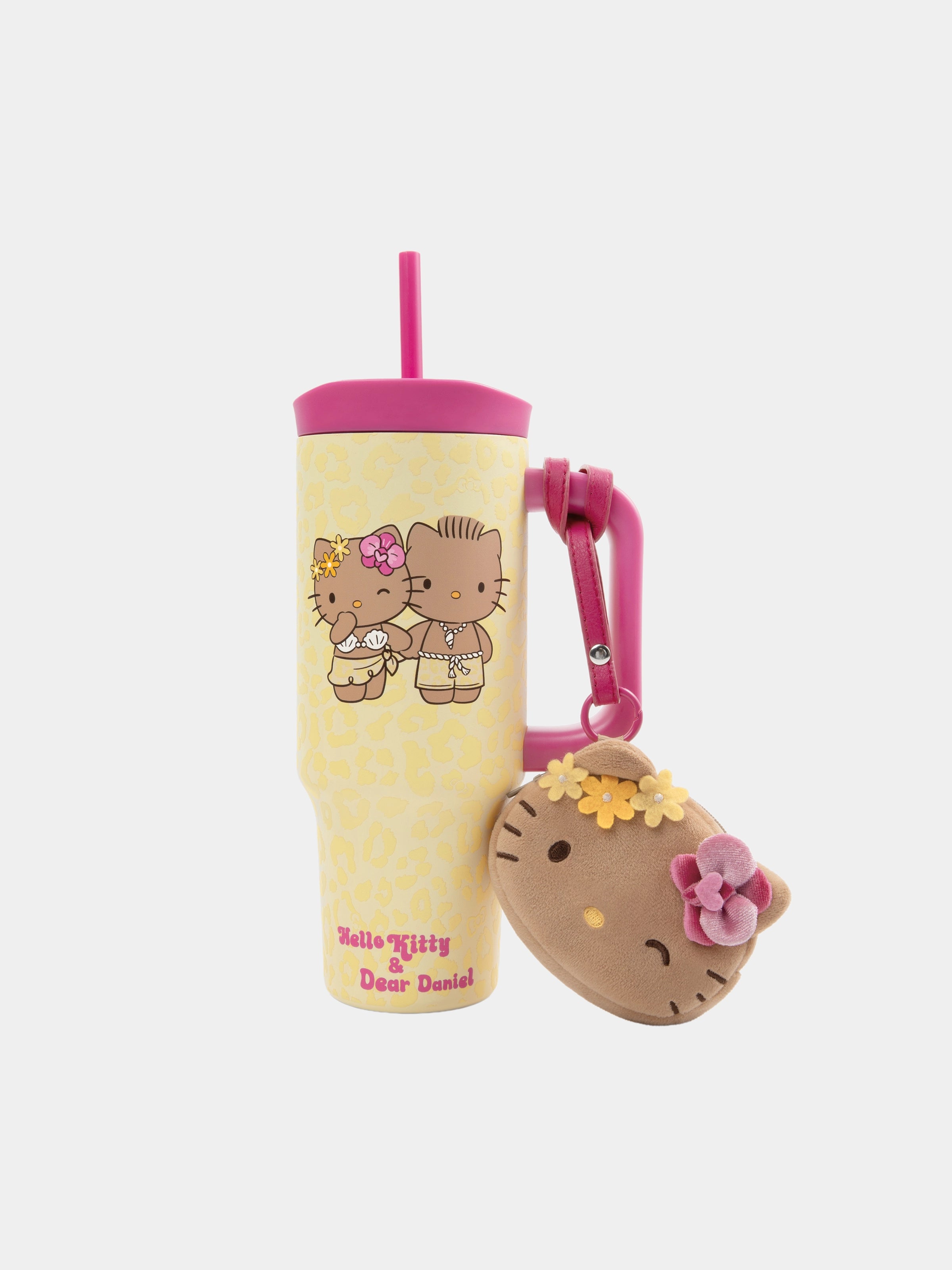 "Hello Kitty & Dear Daniel" Giant Stainless Steel Travel Tumbler (With Mini Frame Purse) – Sunbeam Leopard – 900ml