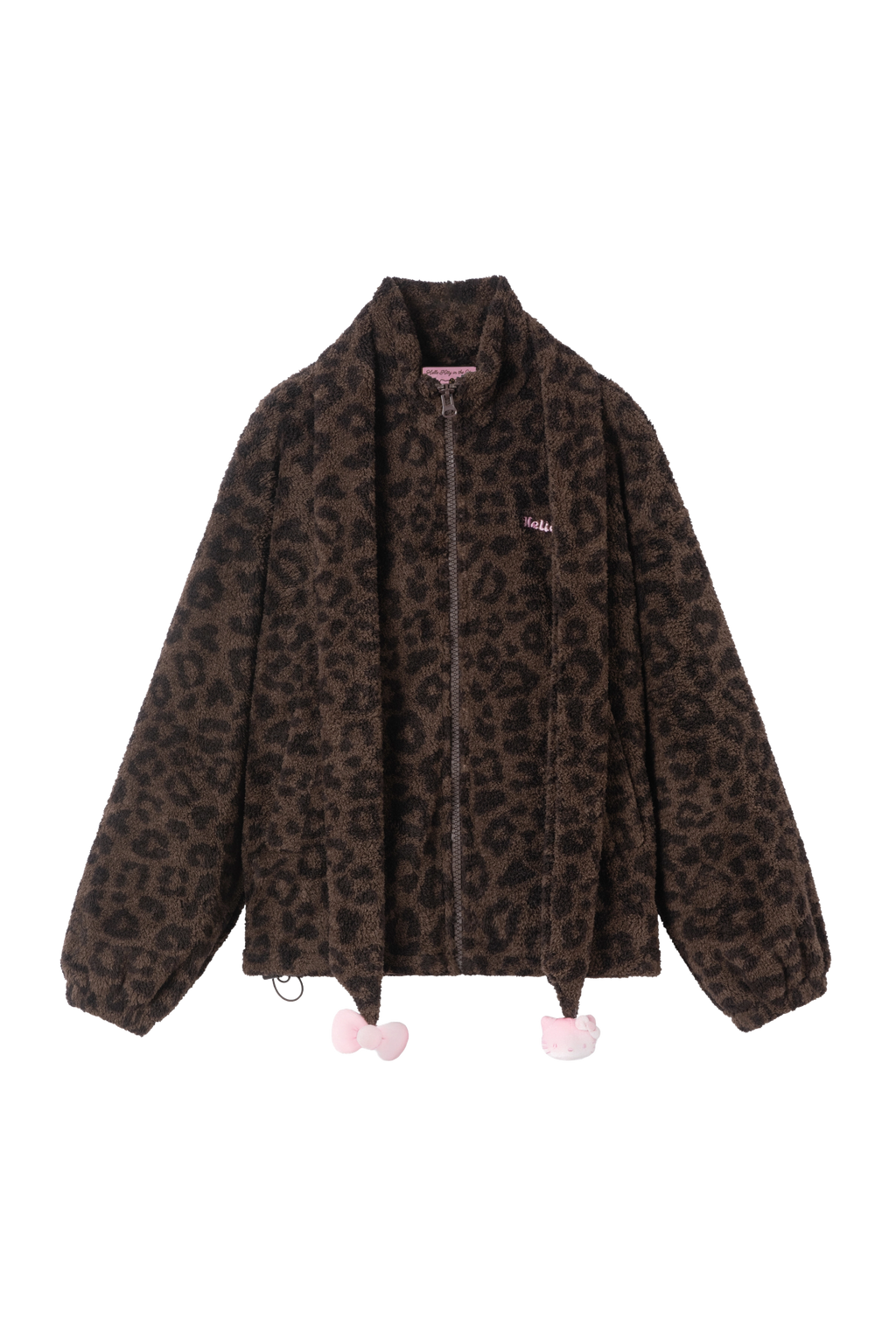"Hello Kitty" Polar Fleece Standing Collar Loungewear Top – Choco
