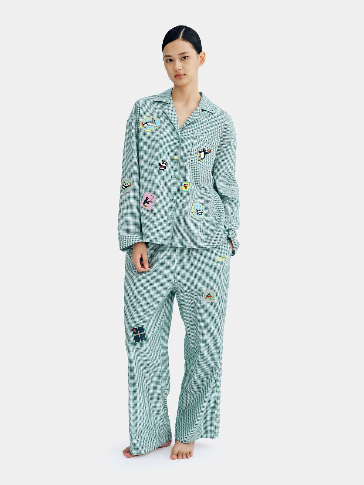 PIN!POM! Brushed Cotton Loungewear Long Sleeve – Forest Plaid