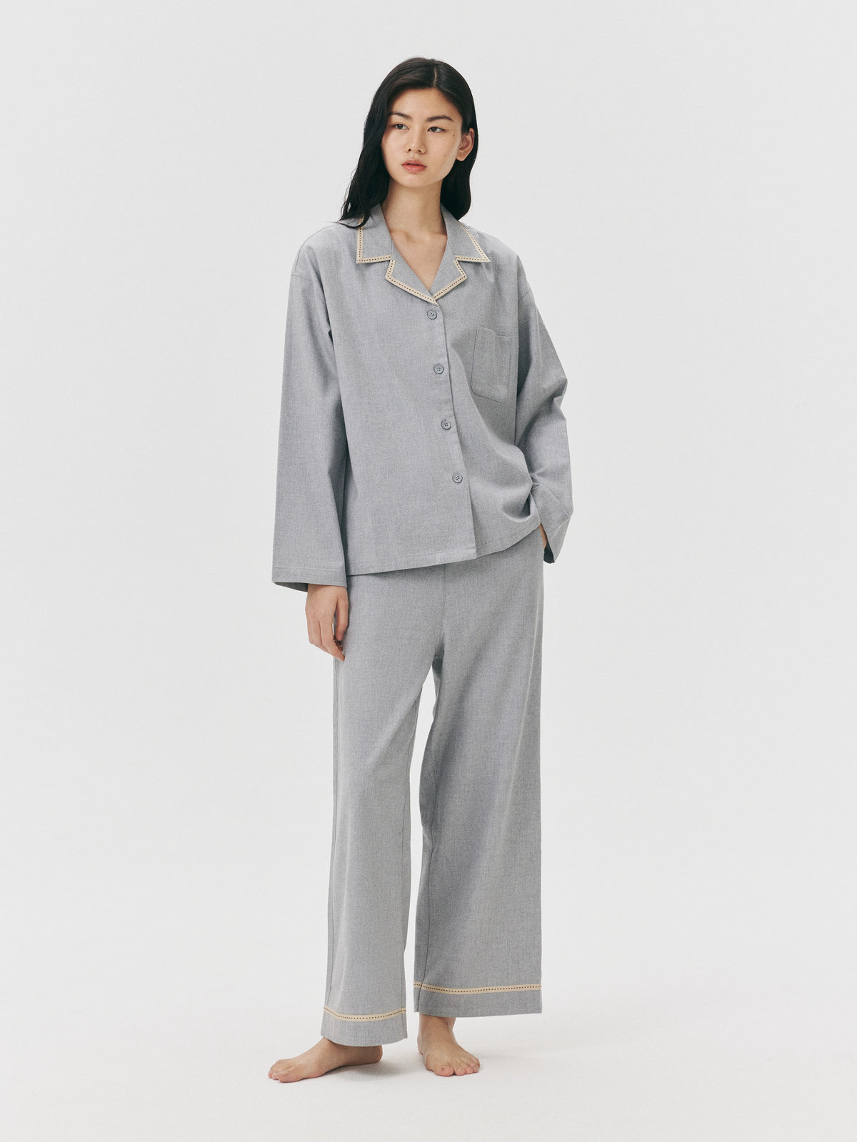 "Frame" Australian Wool-Cotton Loungewear Set – Heather Grey