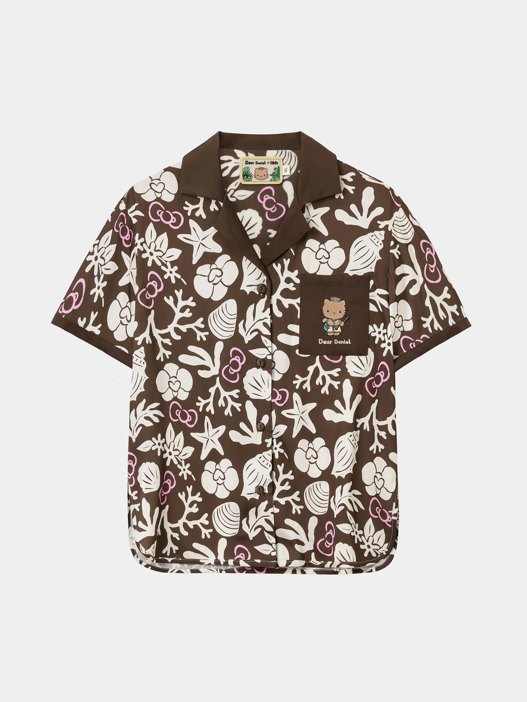"Dear Daniel" Satin Loungewear Set Short Sleeve – Coconut Brown