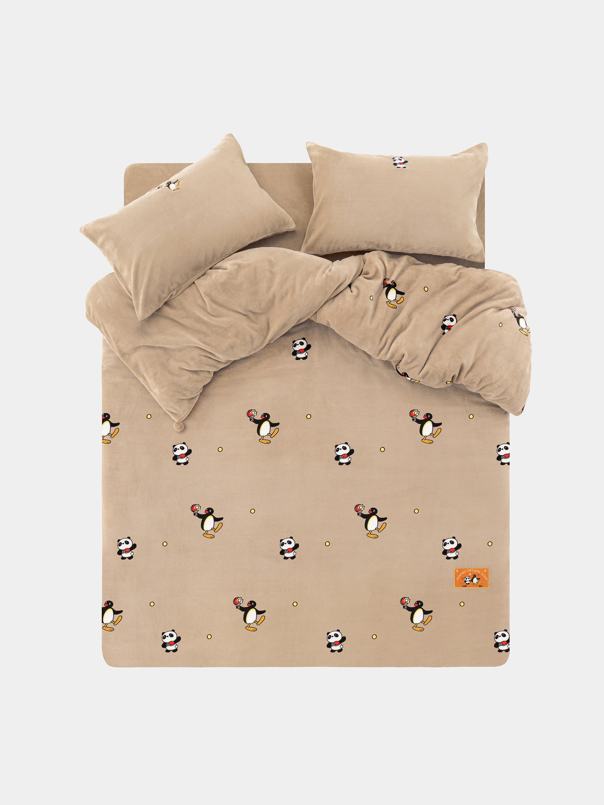 PIN!POM! Flannel Bedding Set – Brown