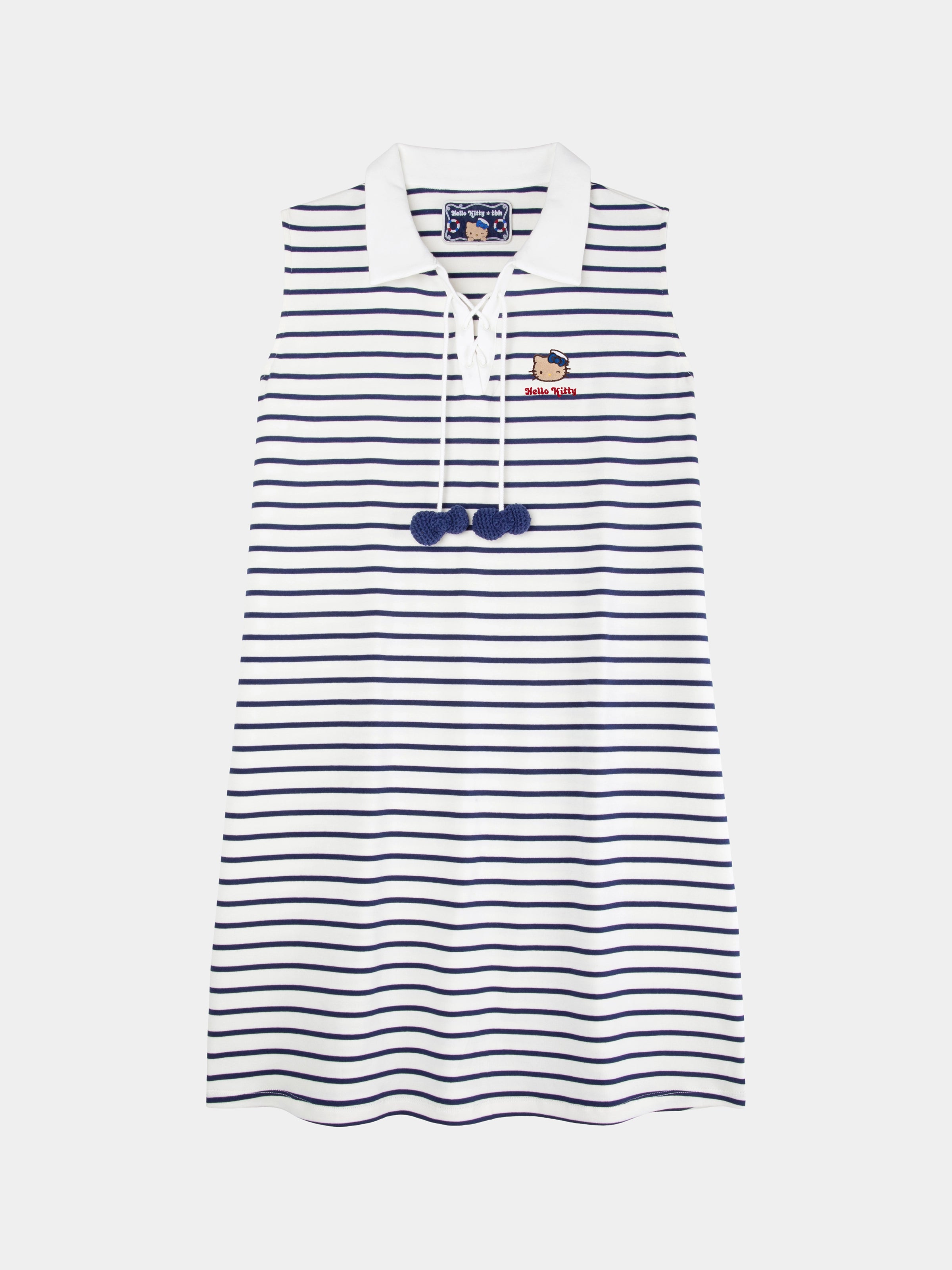 "Hello Kitty" Stretch Cotton Breton Stripe Jersey Tank Dress