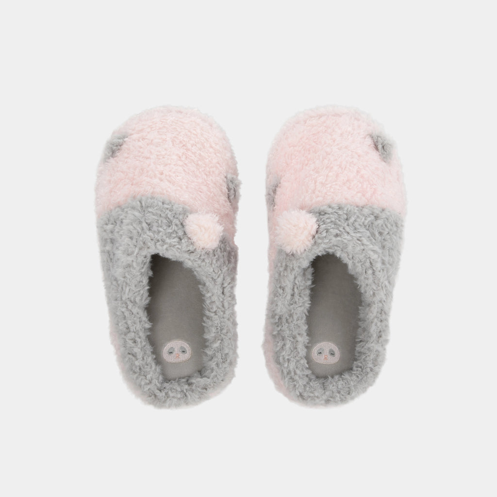 "Panda PomPom" Fluffy Slippers – Pink