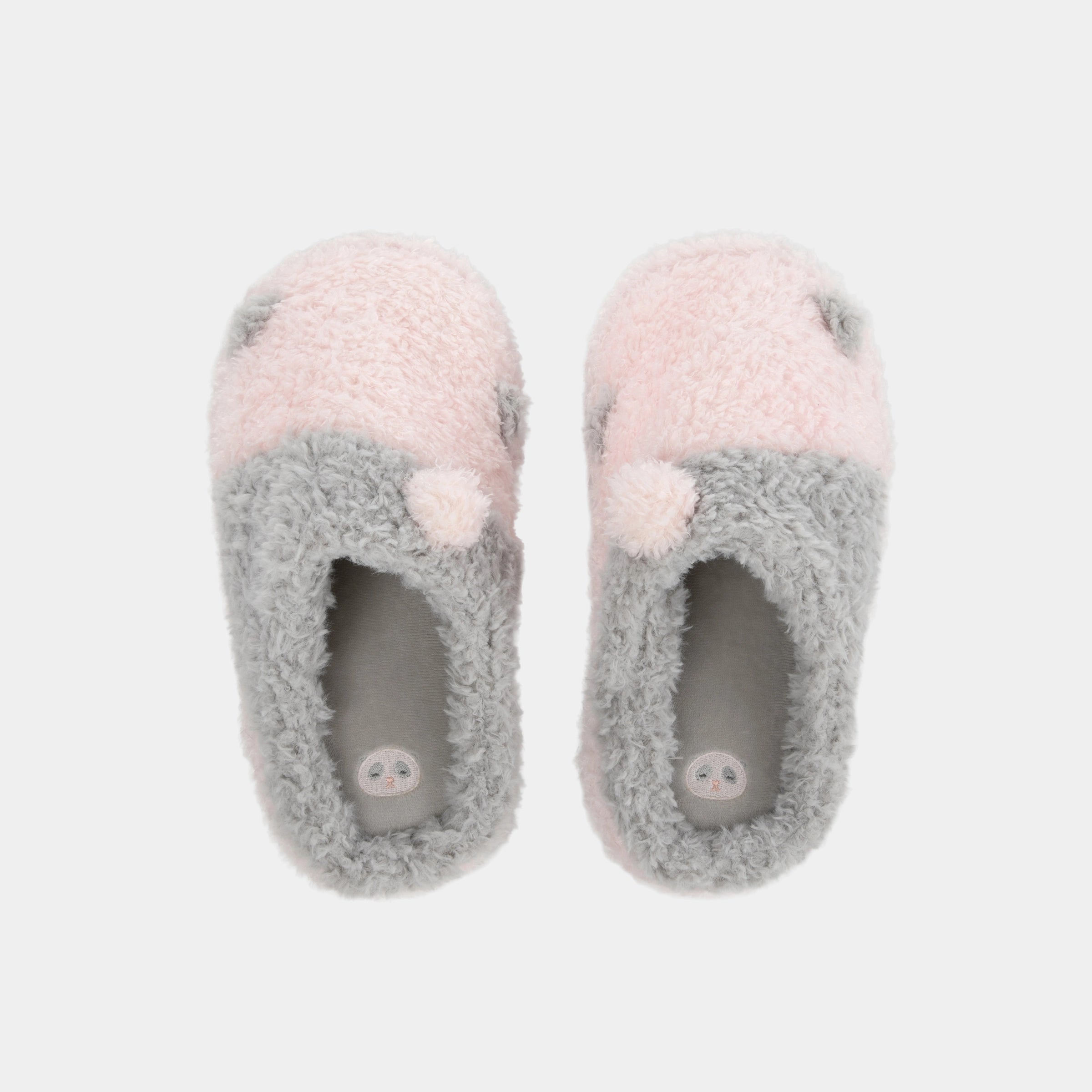 Panda PomPom Fluffy Slippers Pink