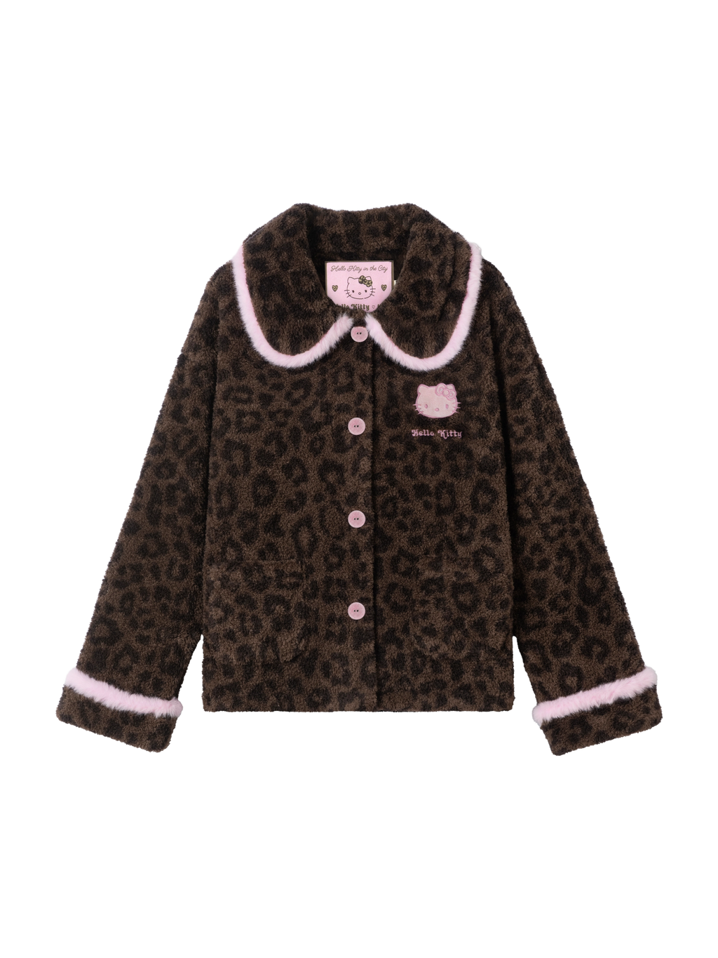 "Hello Kitty" Polar Fleece Peter Pan Collar Loungewear Set – Choco